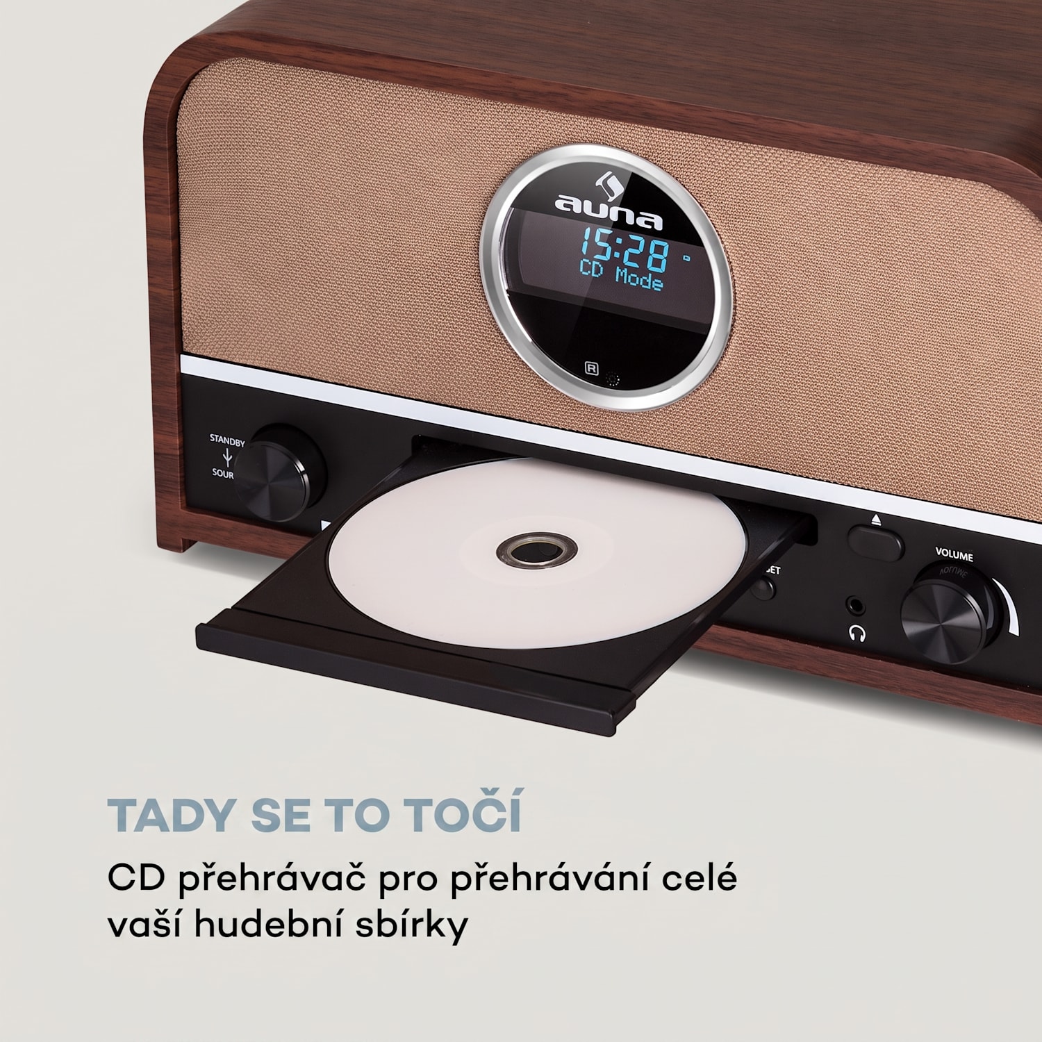 auna Columbia, DAB rádio, 60 W, CD přehrávač, DAB+/UKW tuner, USB nahrávání, Bluetooth Mahagon