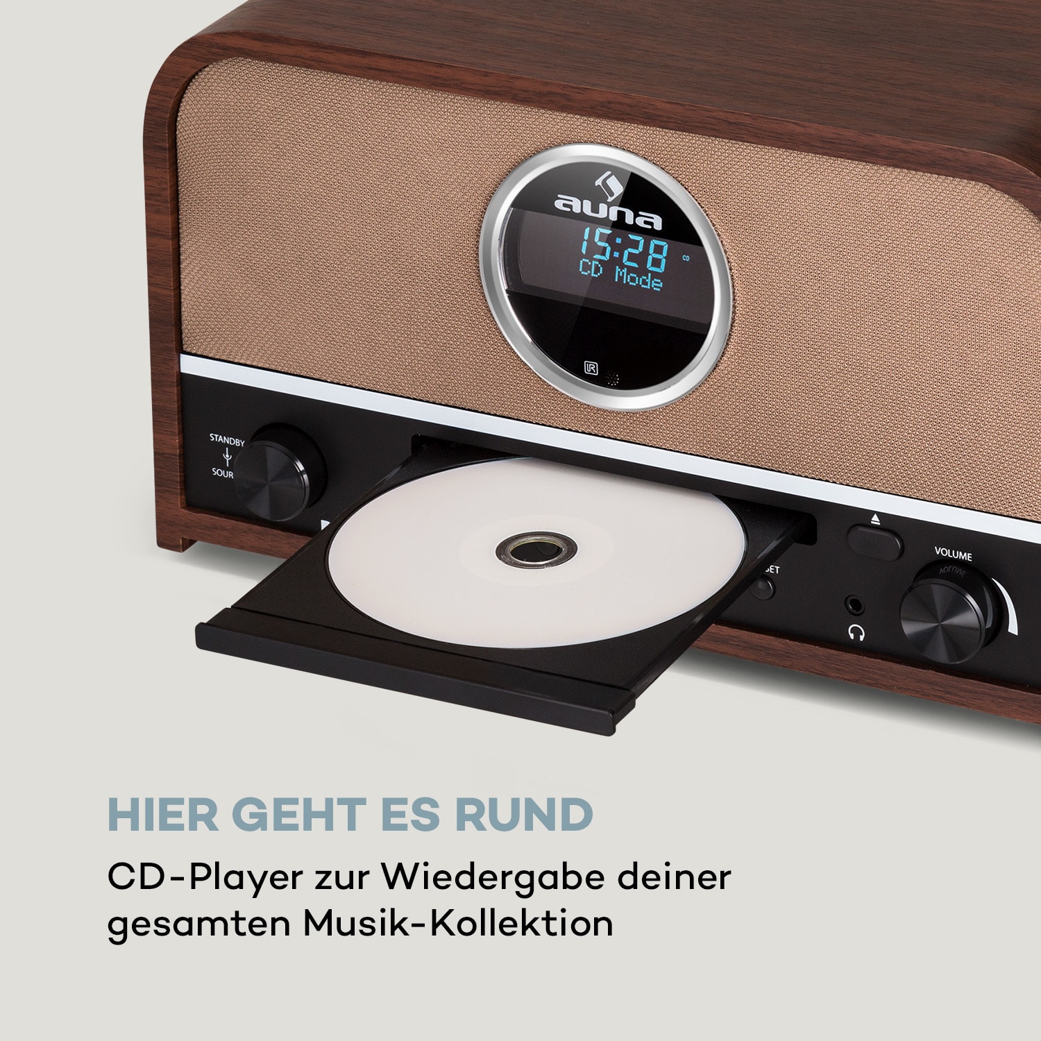 auna Columbia DAB Radio 60 W CD-Player DAB+/UKW-Tuner USB-Aufnahme Bluetooth Mahagoni