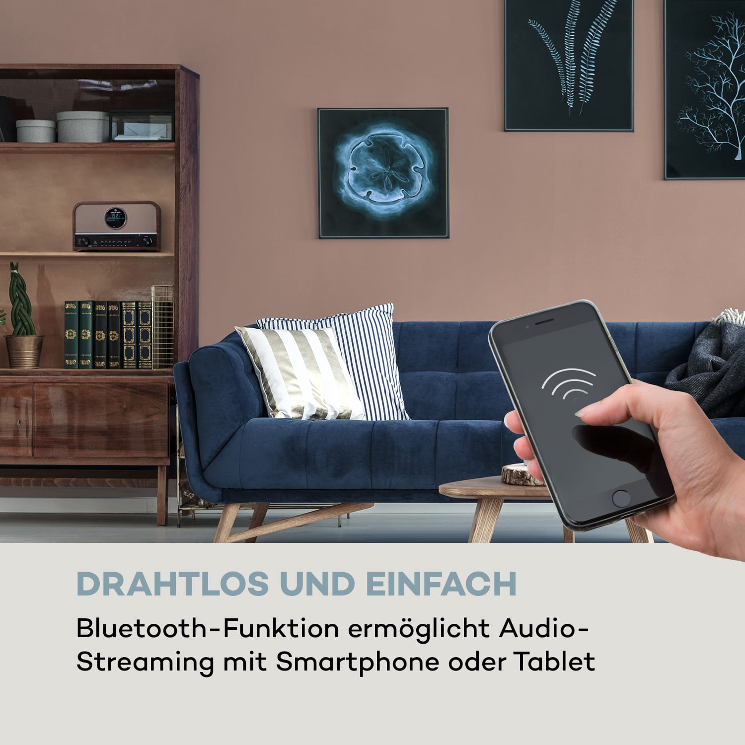auna Columbia DAB Radio 60 W CD-Player DAB+/UKW-Tuner USB-Aufnahme Bluetooth Mahagoni