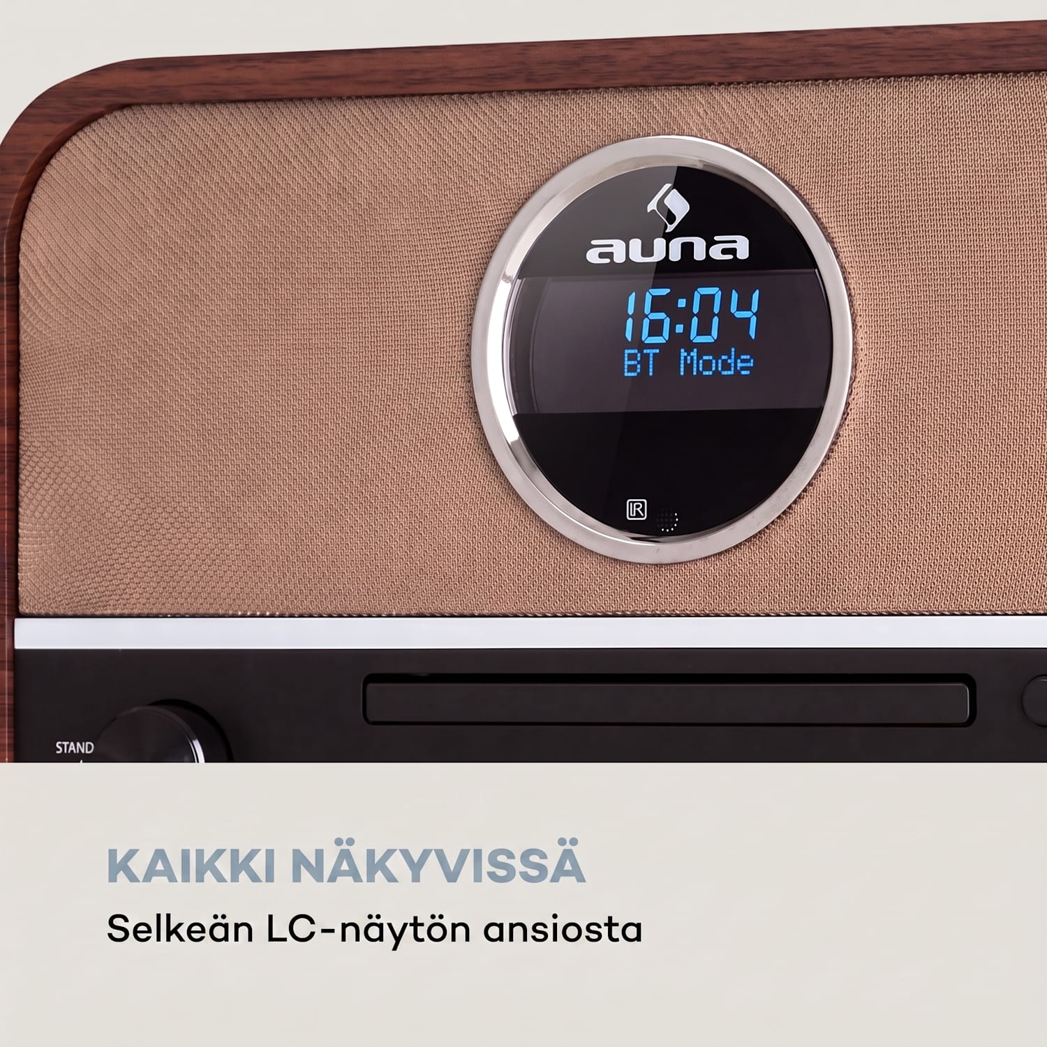 auna Columbia DAB-radio 60 W CD-soitin DAB+/UKW-vastaanotin USB-tallennus Bluetooth Mahonki