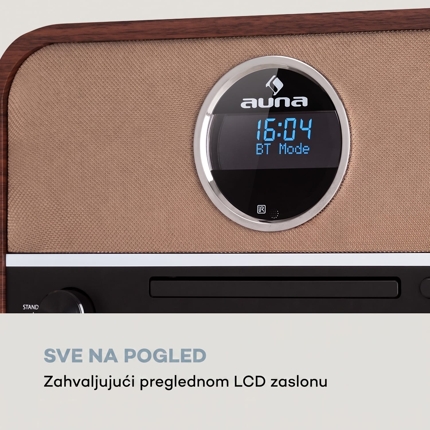 auna Columbia, DAB radio, 60 W, CD player, DAB+/ UKW tuner, USB snimanje, Bluetooth Mahagonij