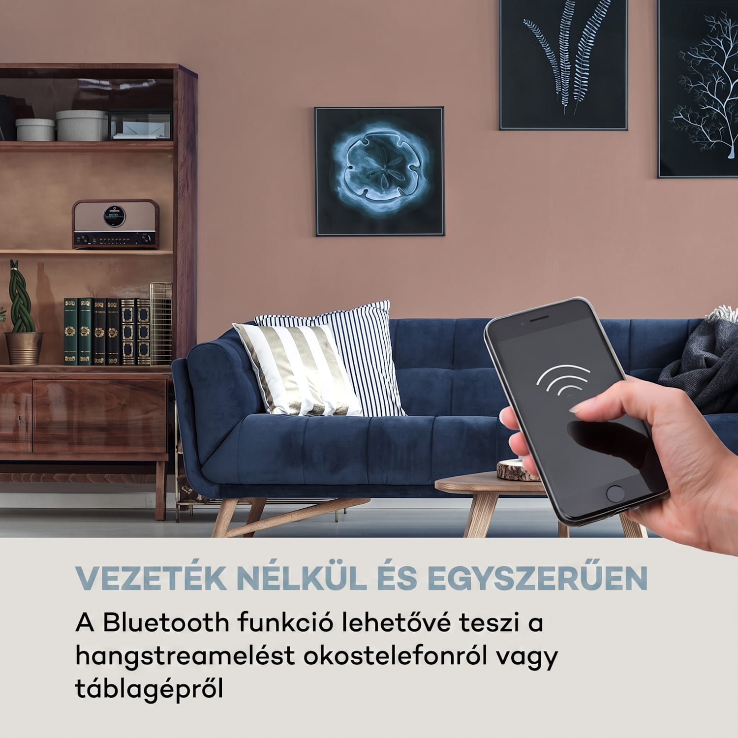 auna Columbia, DAB rádió, 60 W, CD lejátszó, DAB+/UKW tuner, USB felvétel, Bluetooth Mahagóni