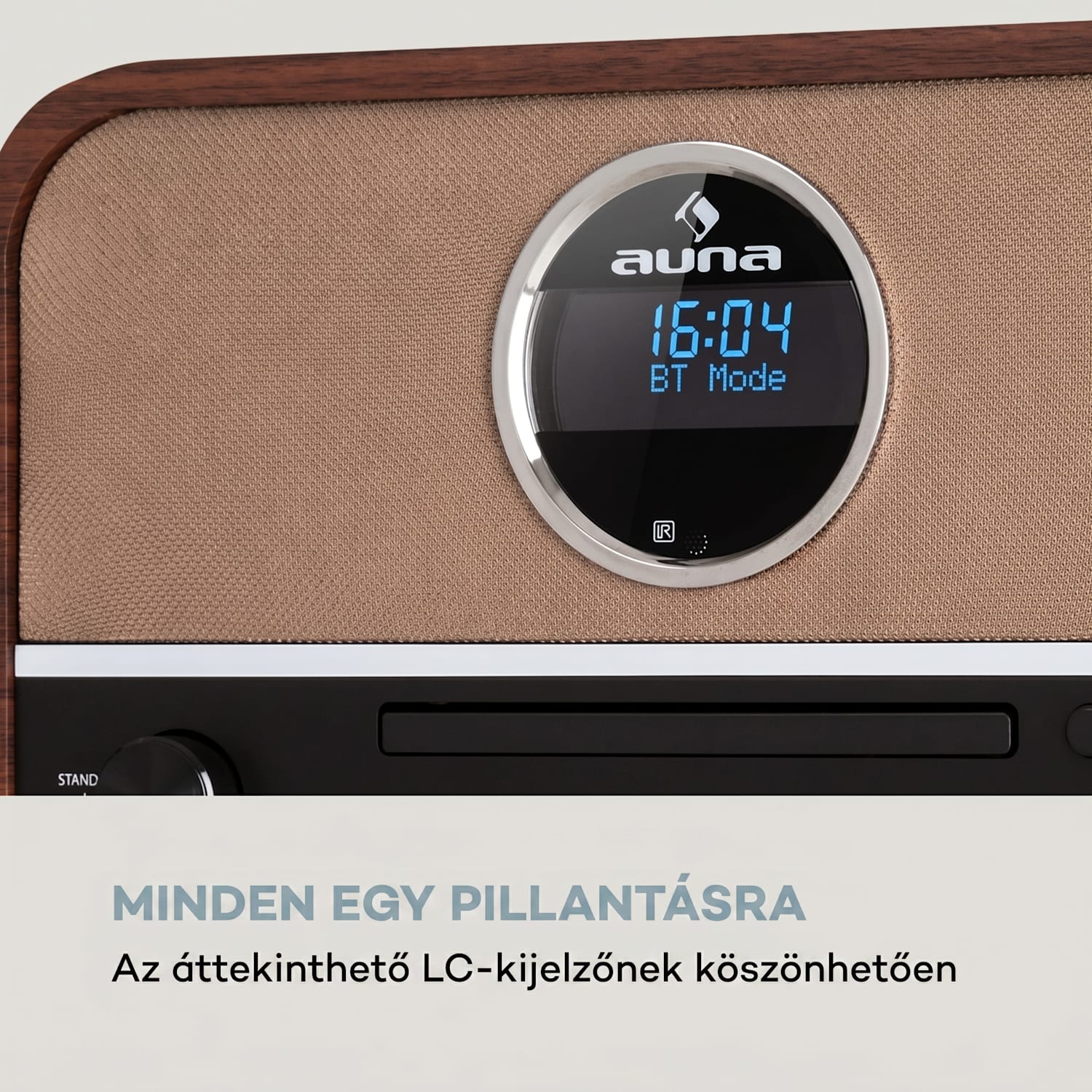 auna Columbia, DAB rádió, 60 W, CD lejátszó, DAB+/UKW tuner, USB felvétel, Bluetooth Mahagóni