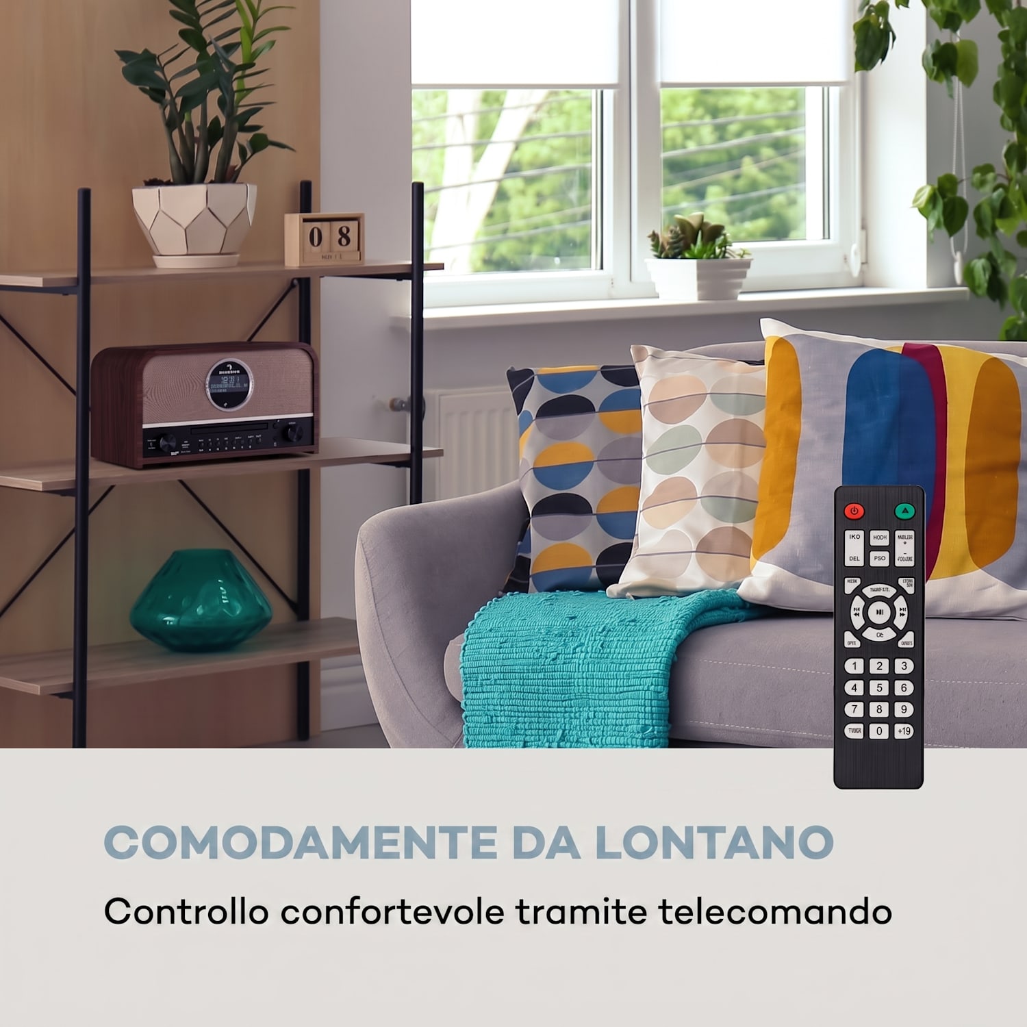 auna Columbia Radio DAB 60 W con lettore CD, sintonizzatore DAB+/FM, registrazione USB, Bluetooth Mogano