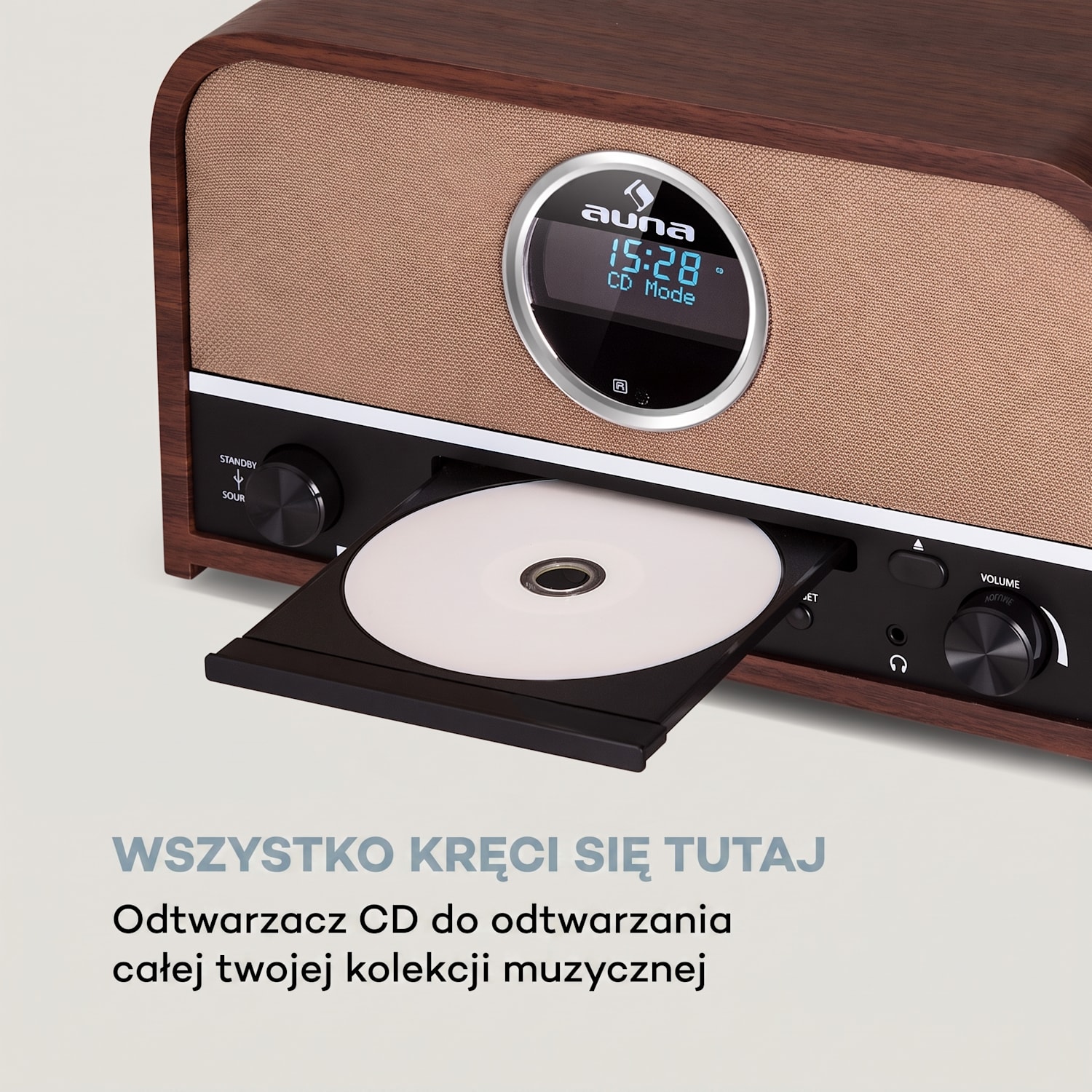 Columbia, radio DAB, 60 W, odtwarzacz CD, tuner DAB+/FM, nagrywanie na USB, Bluetooth Mahoń
