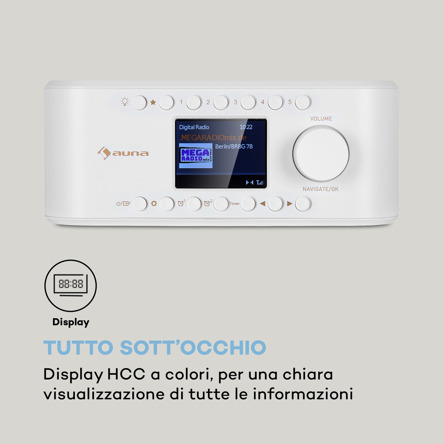 Sound Maître DAB - Radio da cucina sottopensile, DAB+/FM, BT, AUX Bianco