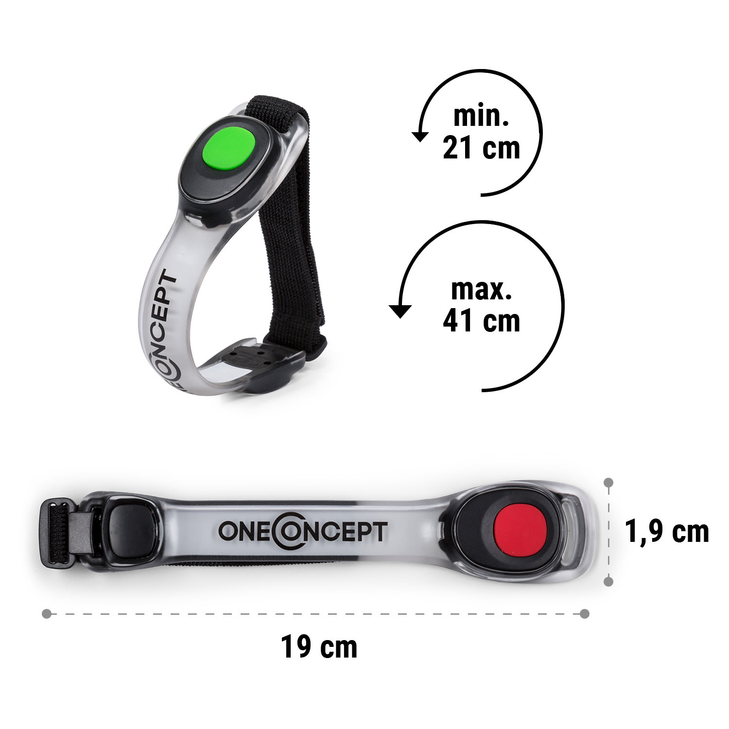 Bransoletka LED, sportowa opaska, 2 szt., silikon, rzep, wyjmowana bateria