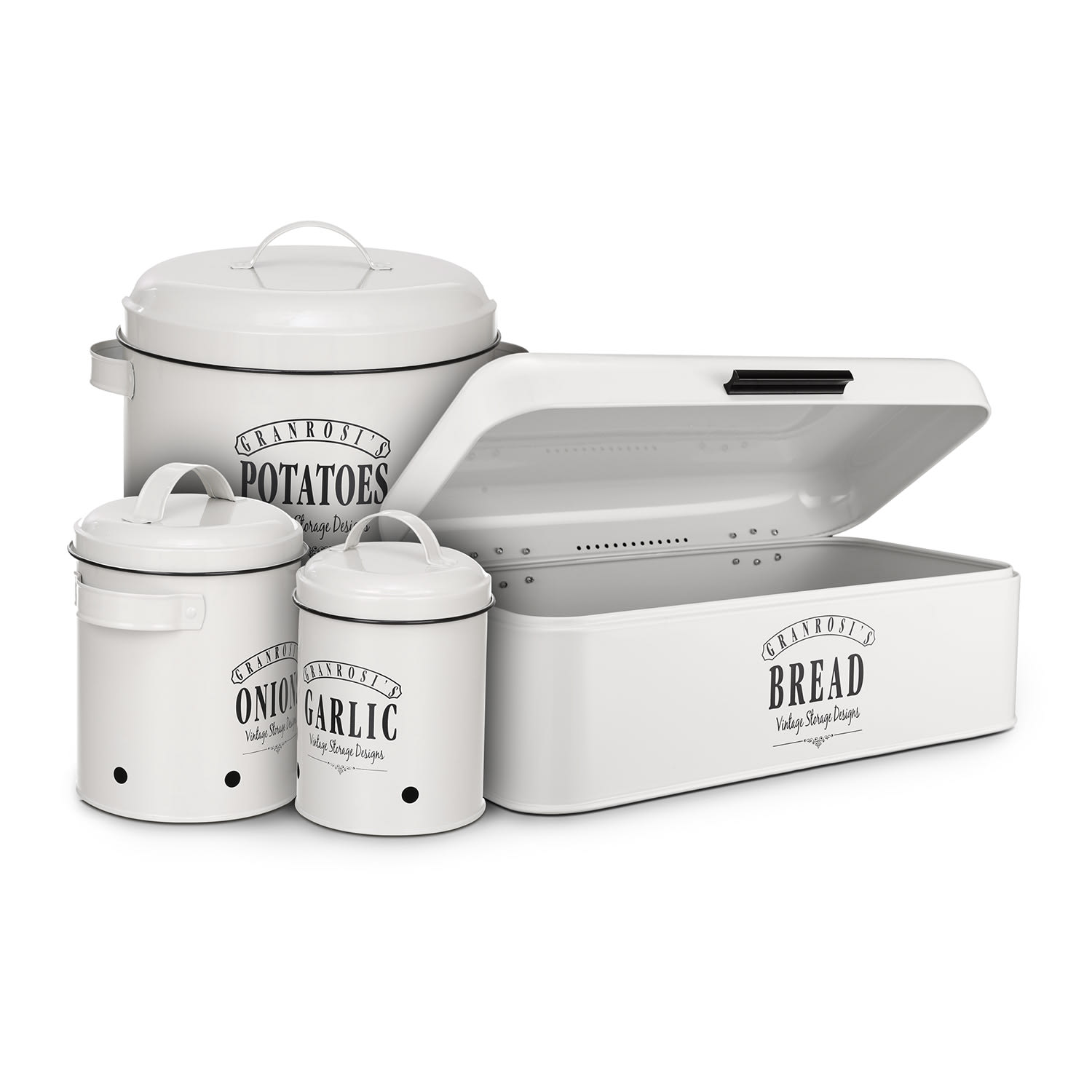 Iowa, dóza na cibuli, smaltovaný ocelový plech, 17 x 22,5 x 14 cm, nerezová 