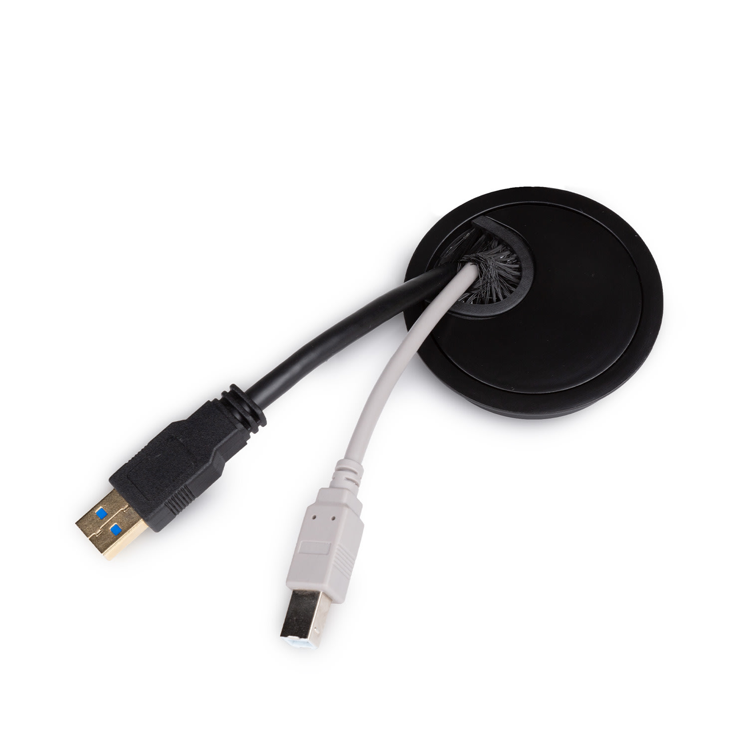 Káblová priechodka, súprava 2 kusov, 60 mm, kov, štetinové tesnenie Čierna metalíza