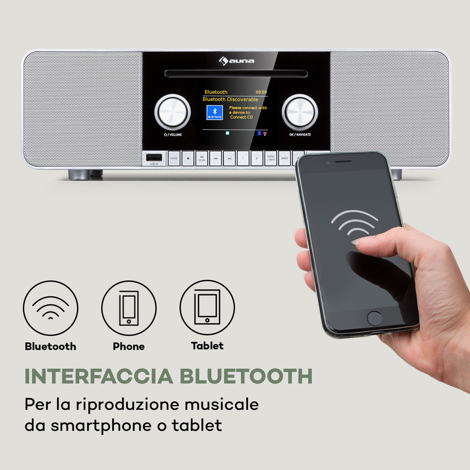 Connect CD MKII Internet Radio Media Player BT MP3 DAB+ Spotify Connect  Legno bianco