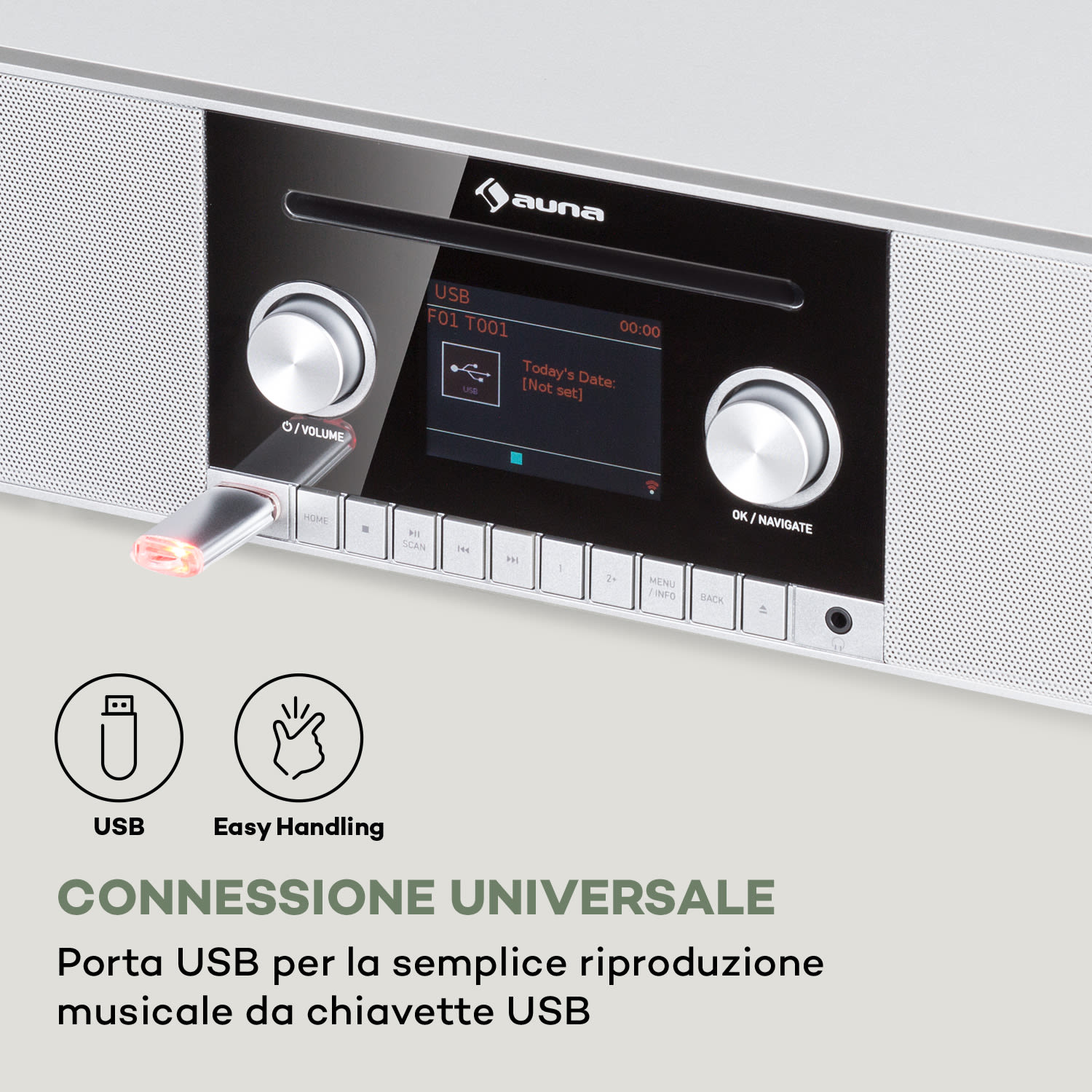 Connect CD MKII Internet Radio Media Player BT MP3 DAB+ Spotify Connect  Legno bianco