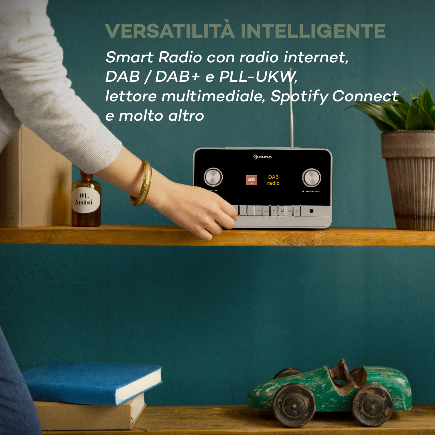 Connect 150 MKII - Radio web 2.1, DAB/DAB+/FM, Spotify, BT, display TFT da 2,8" Noce