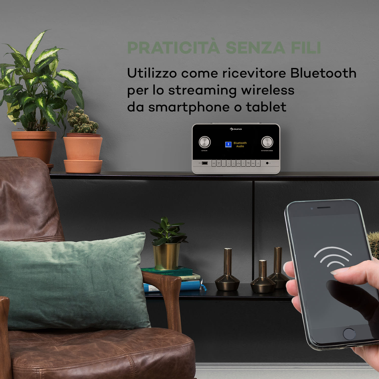 Connect 150 MKII - Radio web 2.1, DAB/DAB+/FM, Spotify, BT, display TFT da 2,8" Noce