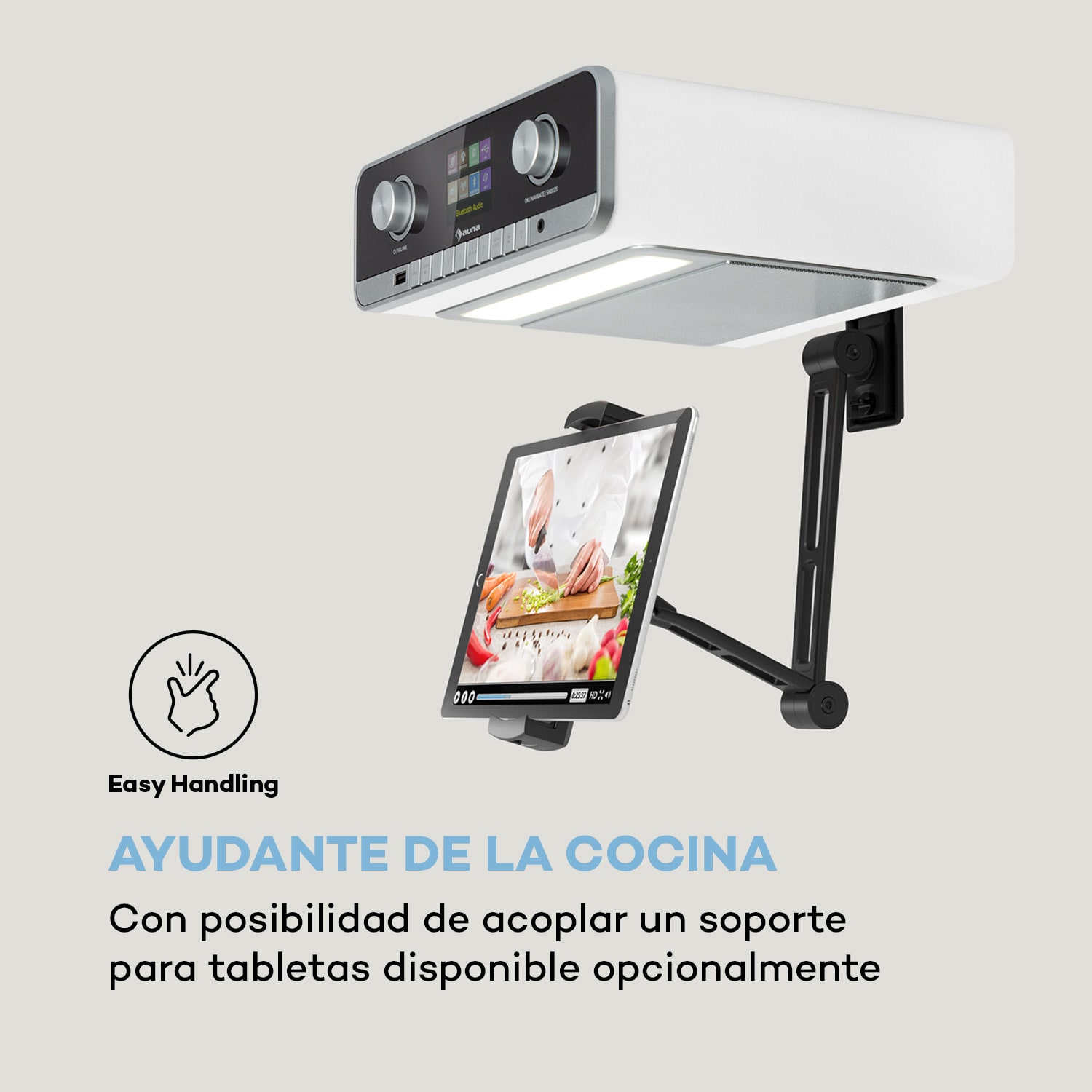 Connect Soundchef MKII radio de cocina bajo mueble radio por Internet DAB+ FM 2x3" altavoces Blanco / Plata Metalizada