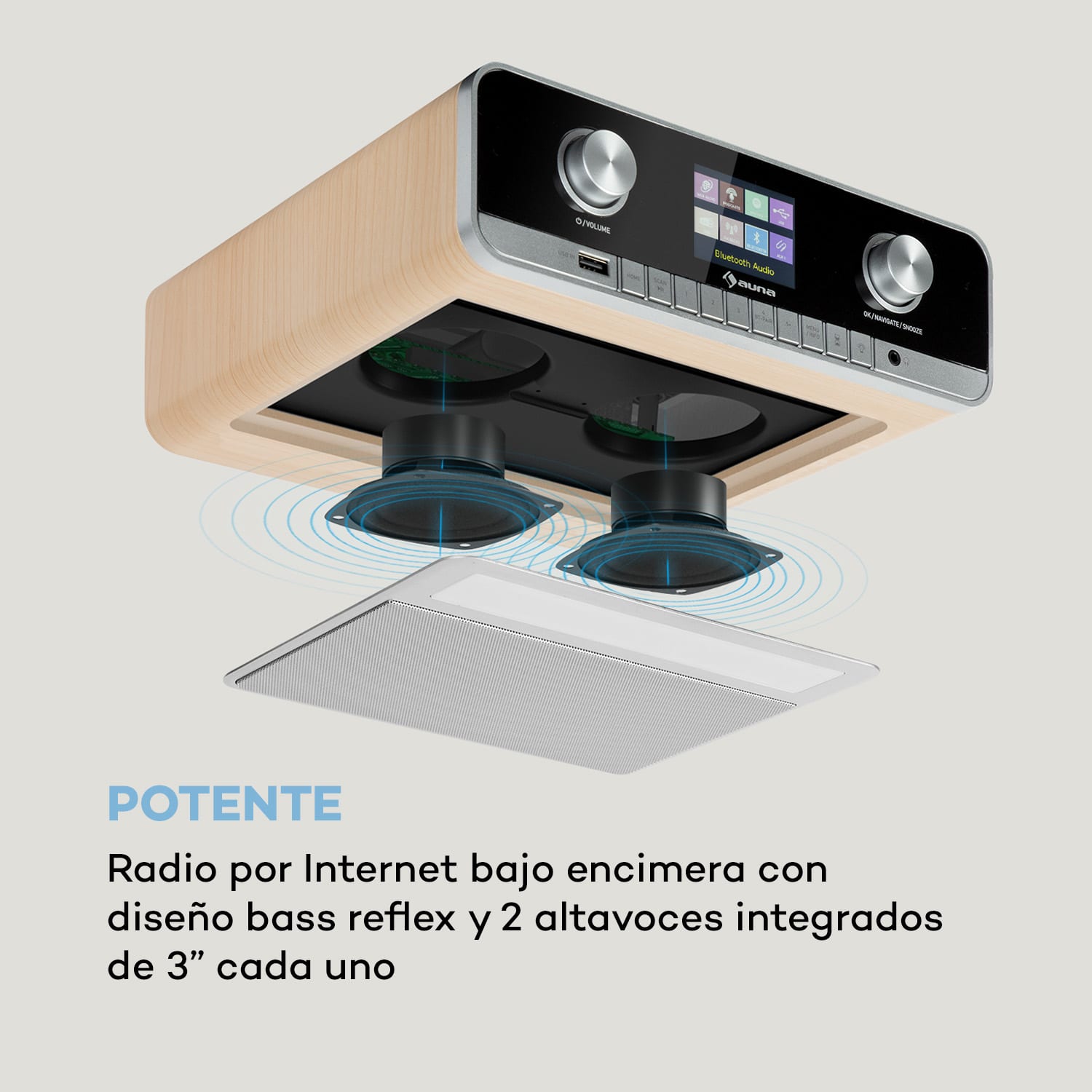 Connect Soundchef MKII radio de cocina bajo mueble radio por Internet DAB+ FM 2x3" altavoces Pino