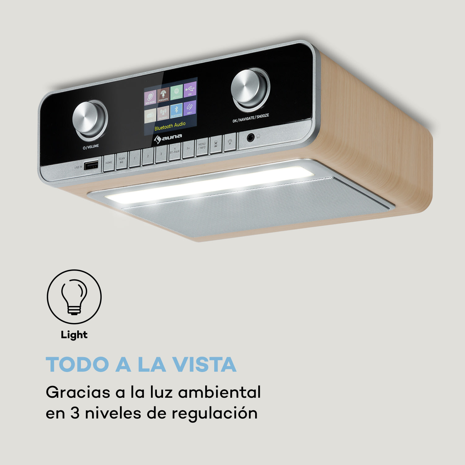 Connect Soundchef MKII radio de cocina bajo mueble radio por Internet DAB+ FM 2x3" altavoces Pino