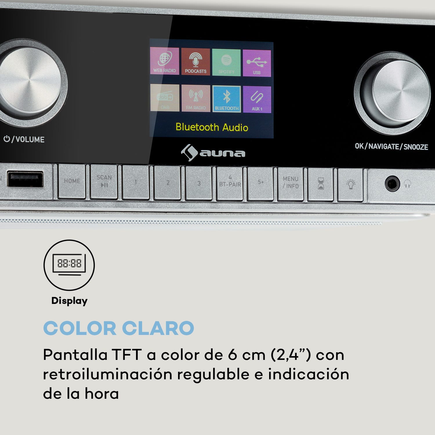 Connect Soundchef MKII radio de cocina bajo mueble radio por Internet DAB+ FM 2x3" altavoces Pino