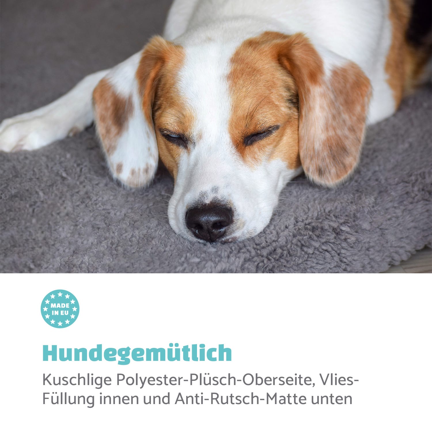 Finn Hundebett waschbar rutschfest atmungsaktiv PE / Vlies Größe M M | Mittelgrau