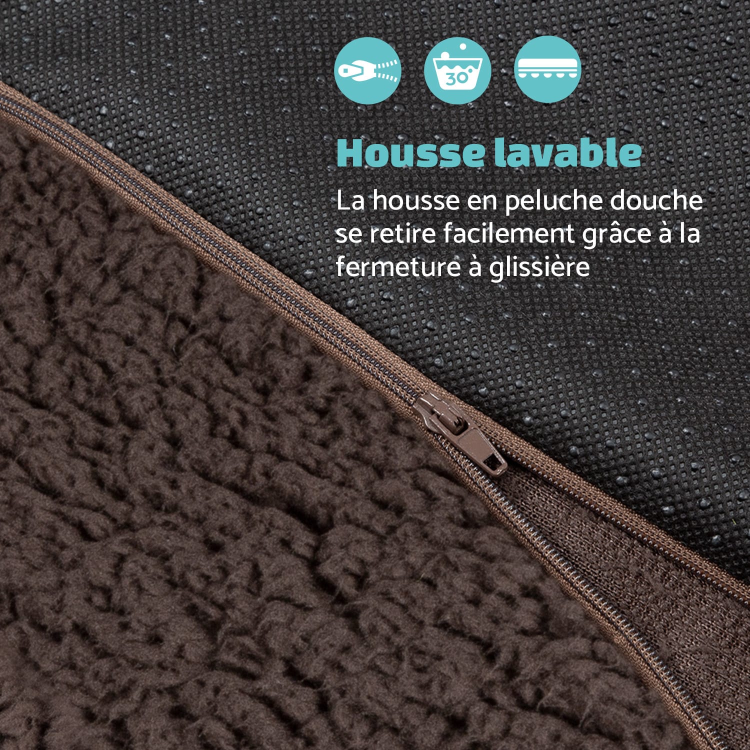 Luna lit pour chien matelas lavable orthopédique antidérapant respirant mousse à mémoire de forme taille L (100 x 5 x 70 cm) L | Brun Terre