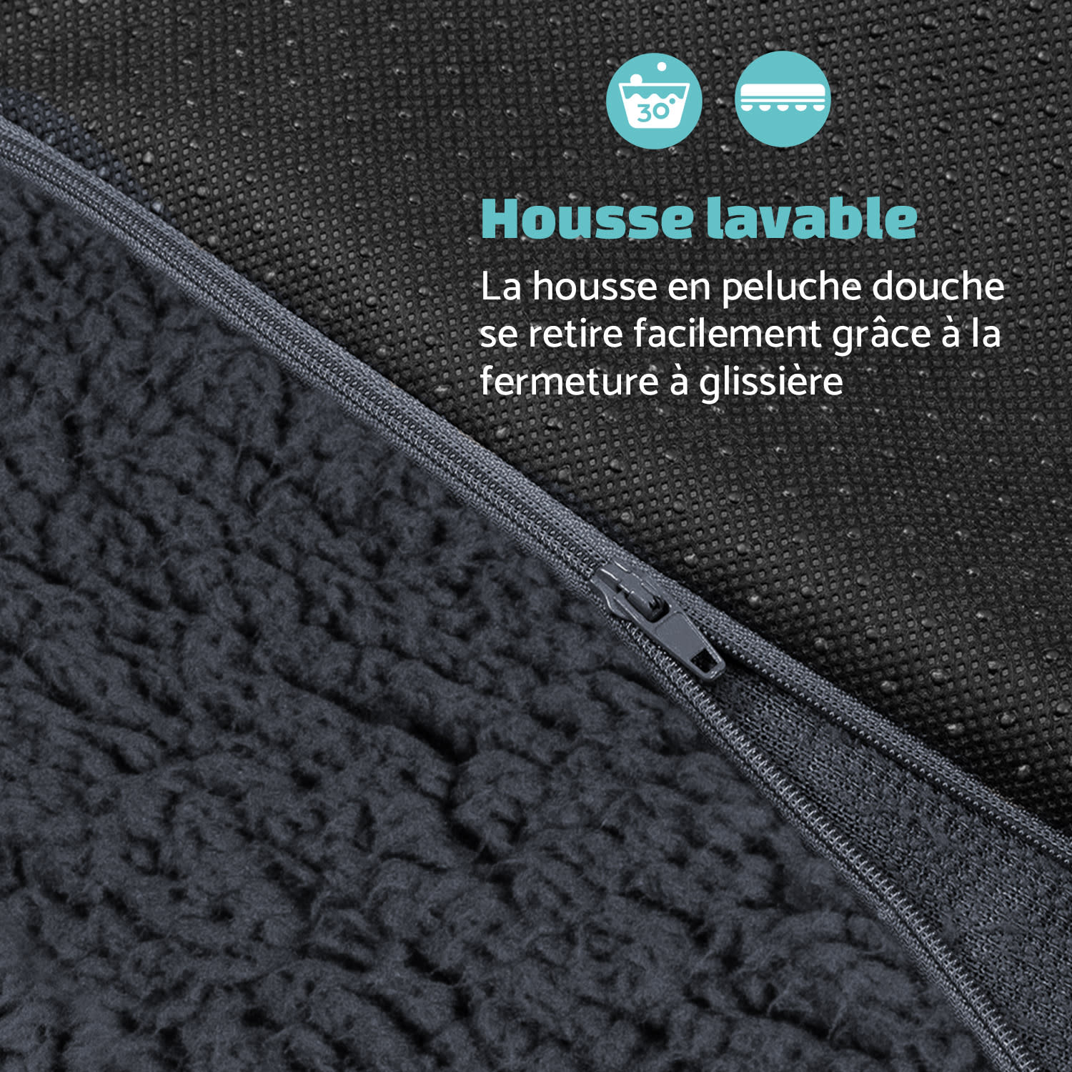 Luna lit pour chien matelas lavable orthopédique antidérapant respirant mousse à mémoire de forme taille M (80 x 5 x 55 cm) M | Anthracite