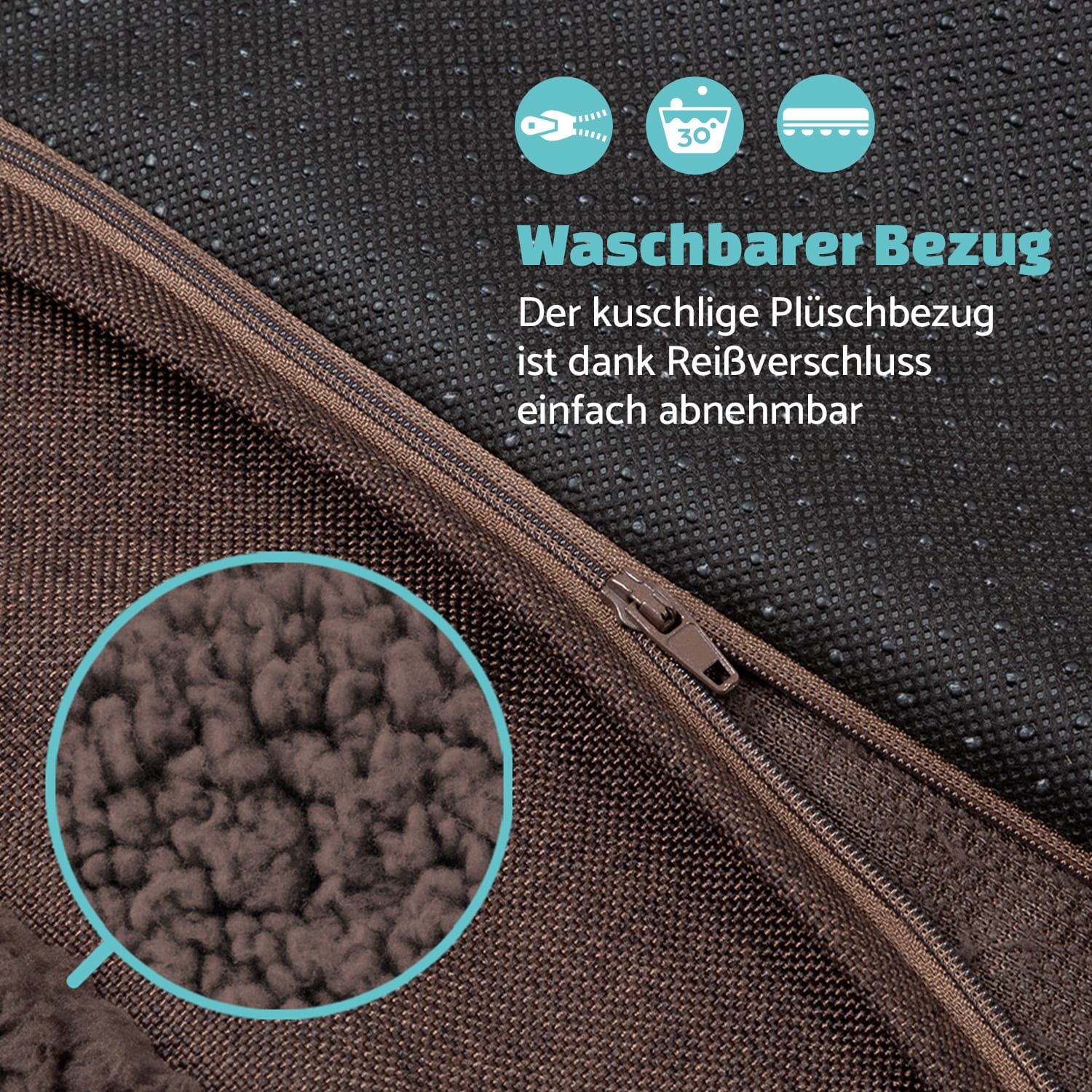 Balu Hundebett waschbar orthopädisch rutschfest Memory-Schaum Größe XL XL | Erdbraun