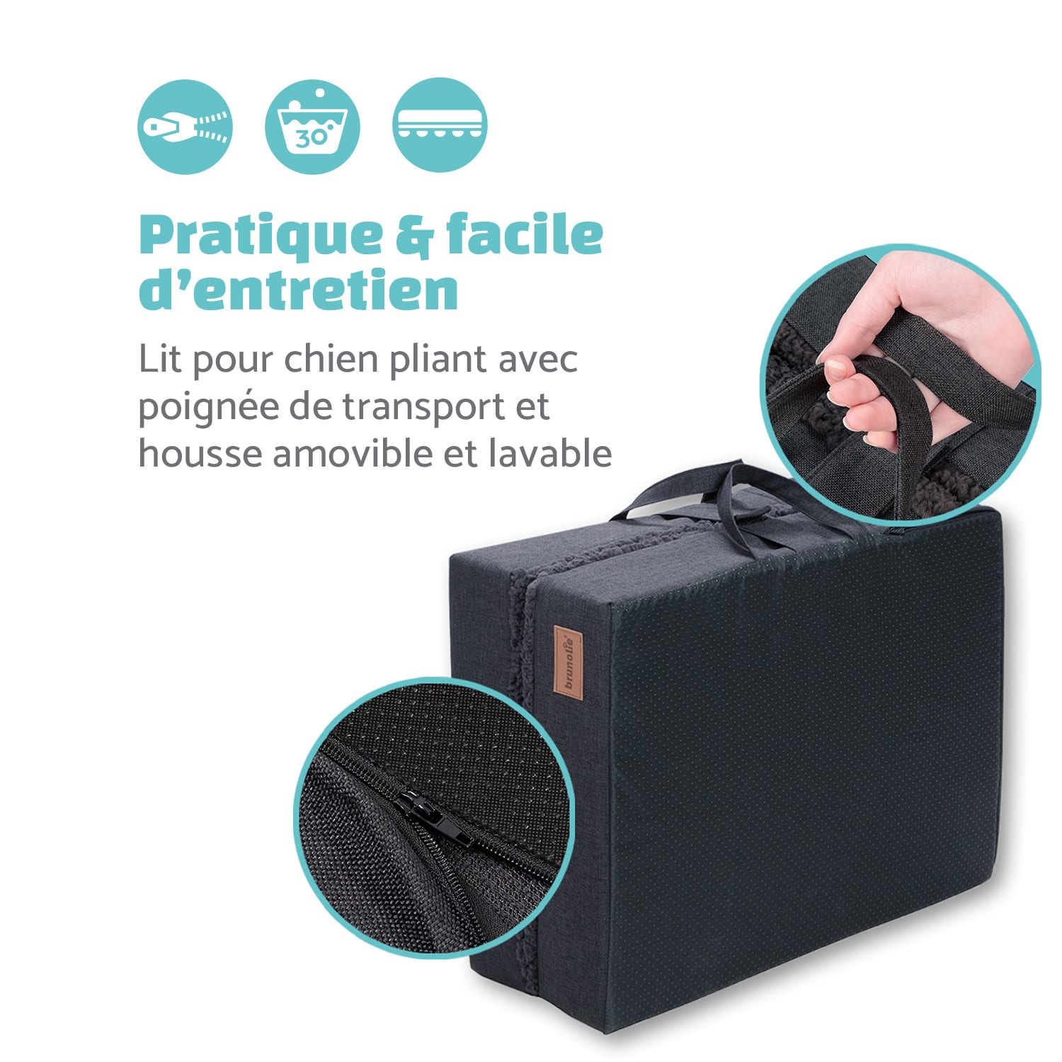 Paco hondenmand hondenmat | wasbaar | orthopedisch | slipvrij| ademend l inklapbaar traagschuim | maat M (80 x 8 x 55 cm) 