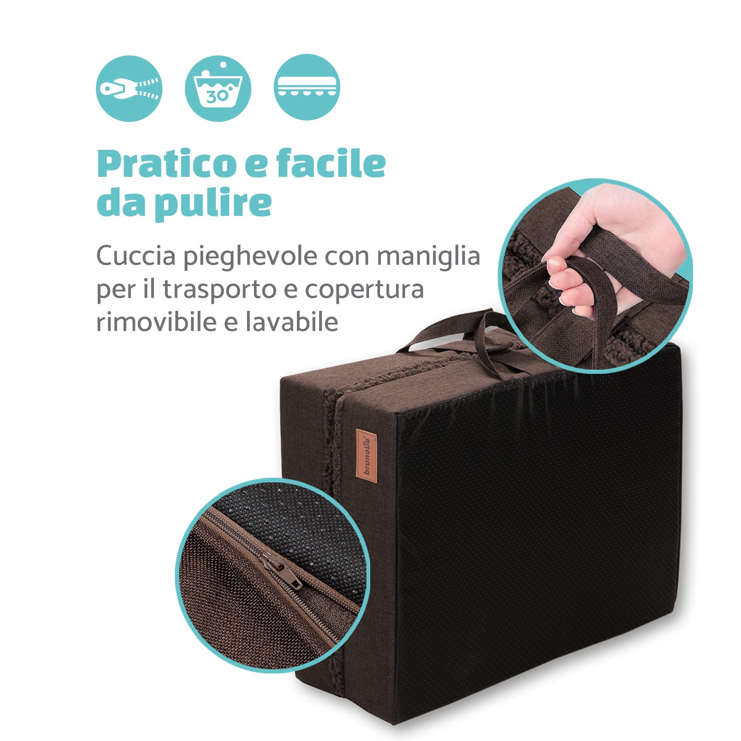Lettino per Cani, Materassino per Cani | Lavabile | Ortopedico | Antiscivolo | Traspirante | Memory Foam Pieghevole | Taglia M (80x8x55 cm) M | Terra Marrone