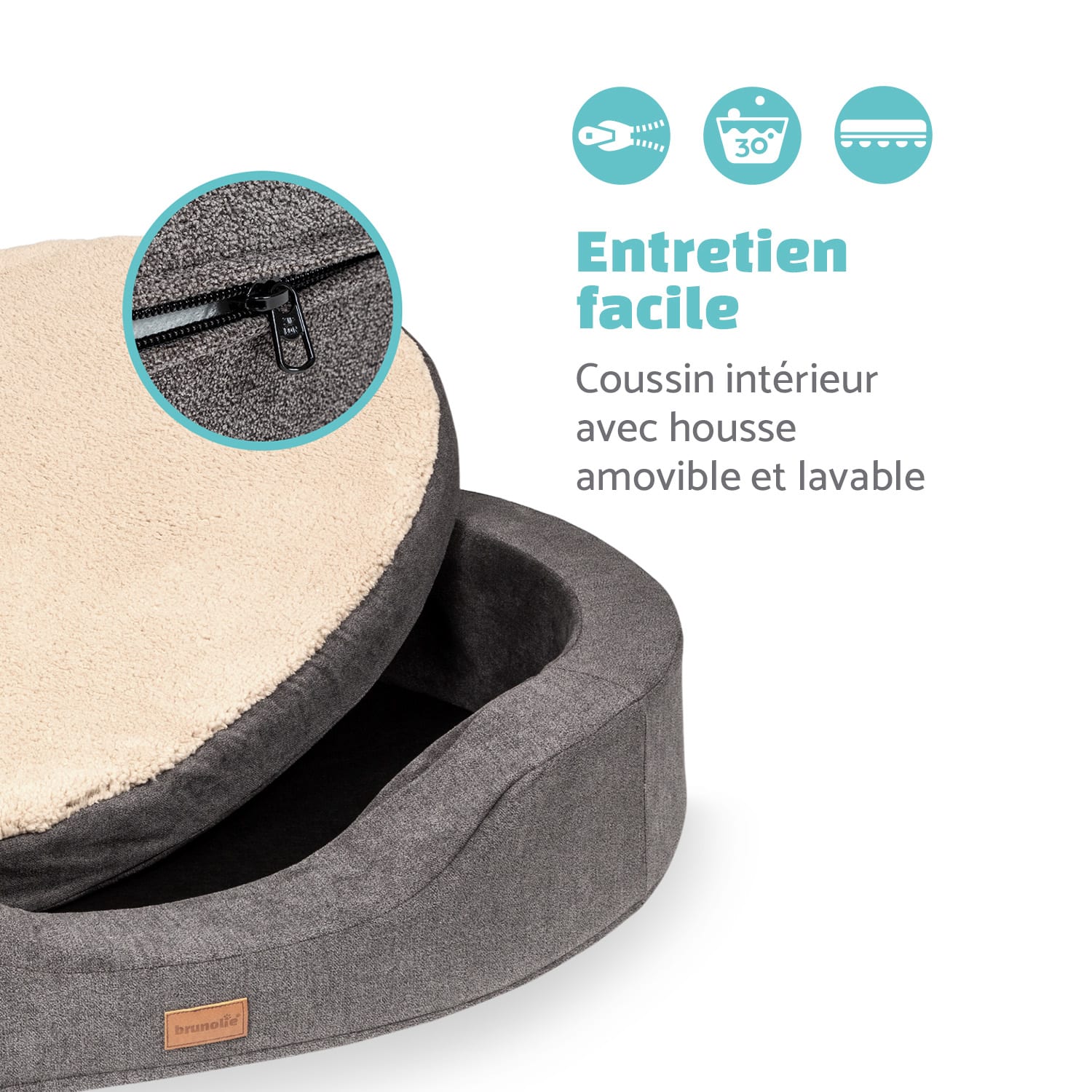 Lotte Lit pour chien coussin lavable orthopédique antidérapant respirant mousse à mémoire de forme taille XL (120 x 20 x 100 cm) XL | Anthracite