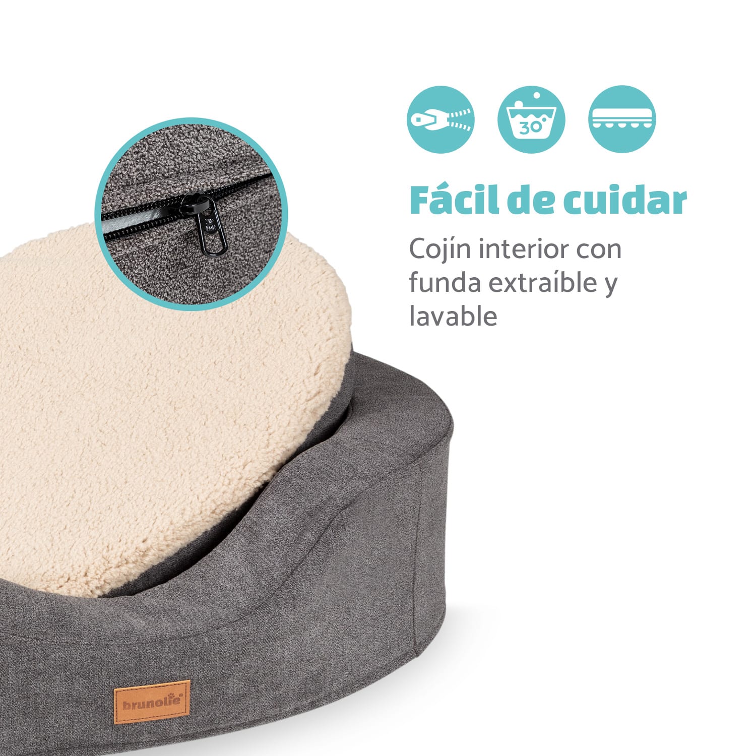 Lotte Cama para perros Cojín para perros | Lavable | Ortopédica | Antideslizante | Espuma viscoelástica transpirable | Tamaño M (80 x 20 x 60 cm) M | Antracita