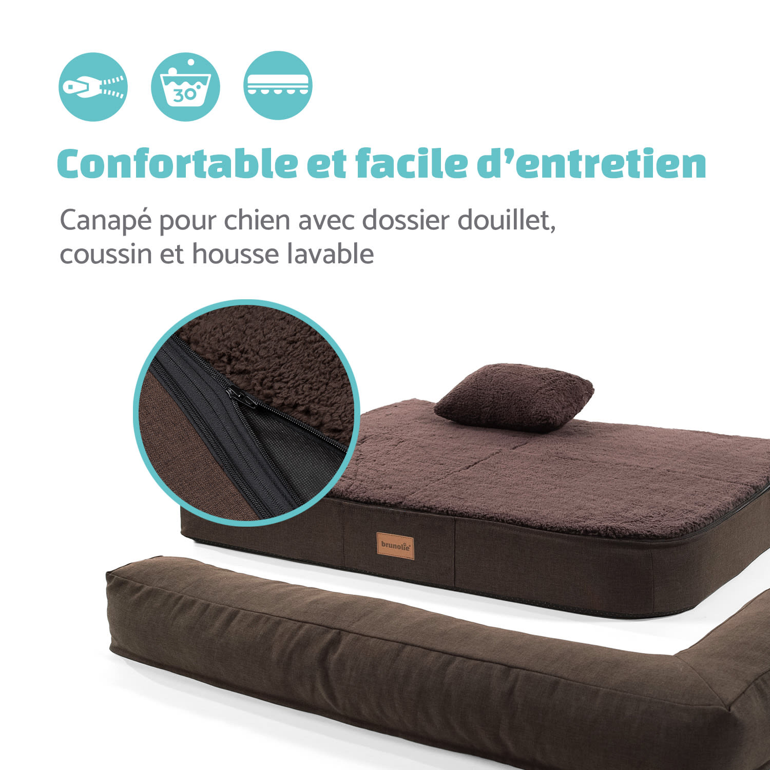 Odin lit pour chien matelas lavable orthopédique antidérapant respirant mousse à mémoire de forme taille  L (120 × 12 × 80 cm) L | Brun Terre