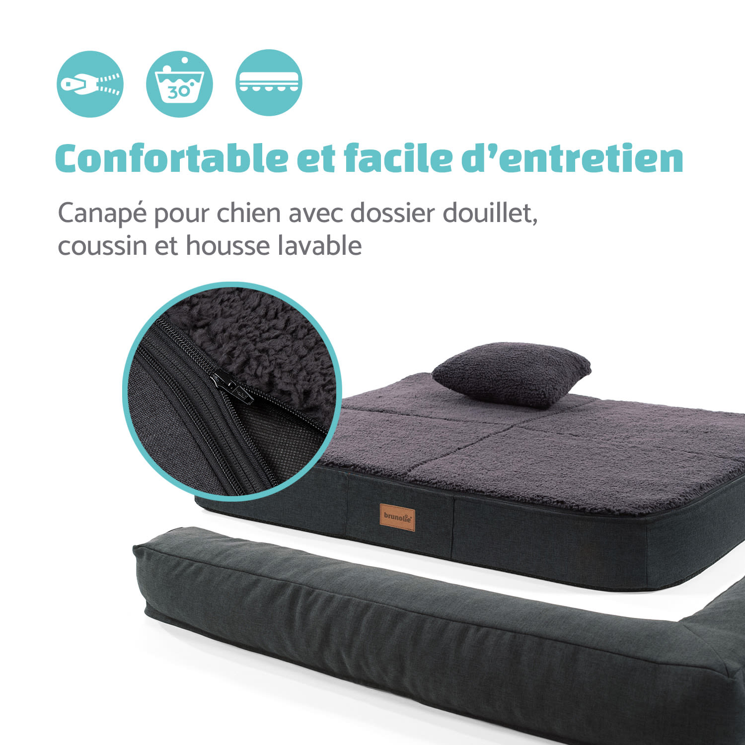 Odin lit pour chien matelas lavable orthopédique antidérapant respirant mousse à mémoire de forme taille M (100 × 12 × 80 cm) M | Anthracite