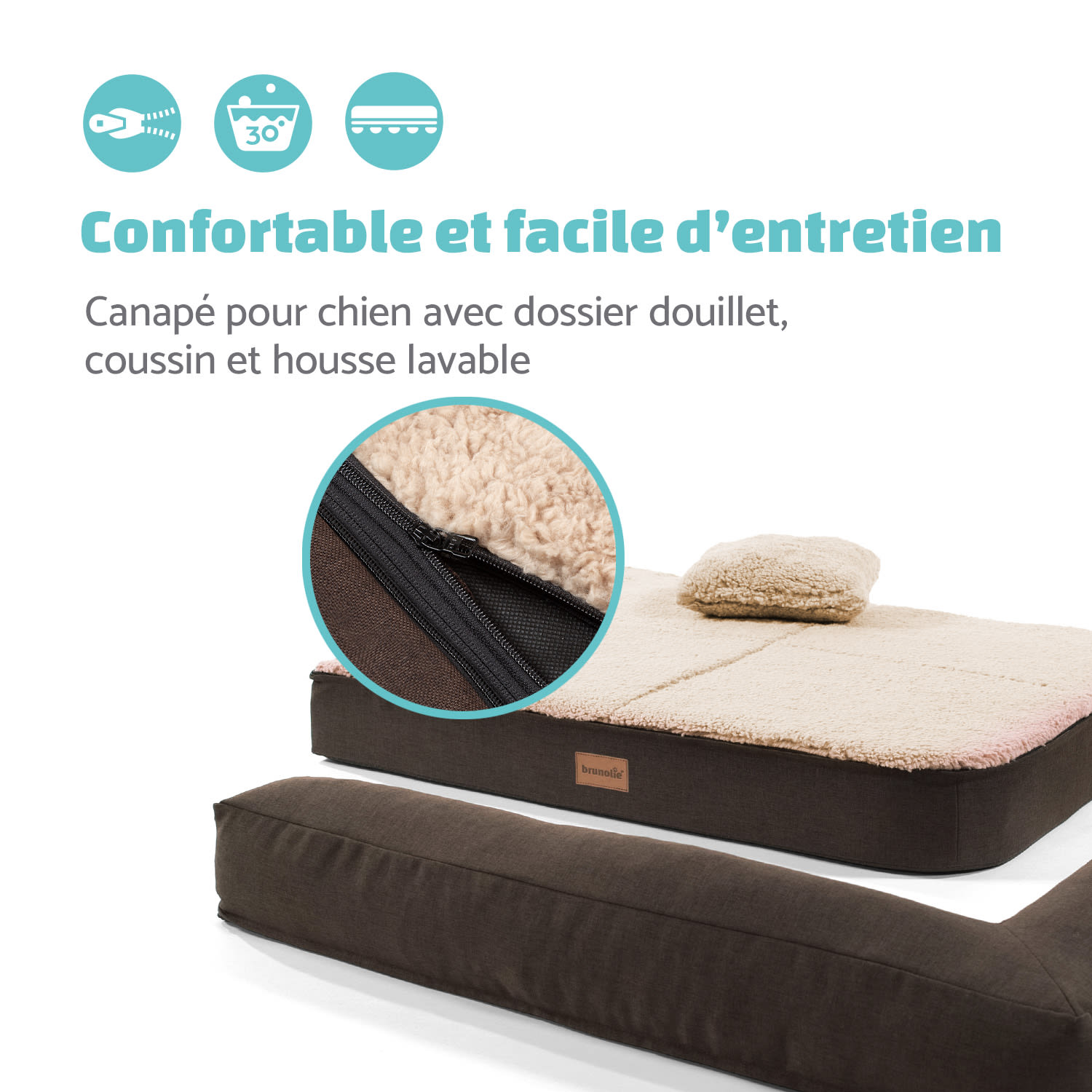Odin lit pour chien matelas lavable orthopédique antidérapant respirant mousse à mémoire de forme taille M (100 × 12 × 80 cm) M | Crème Vintage