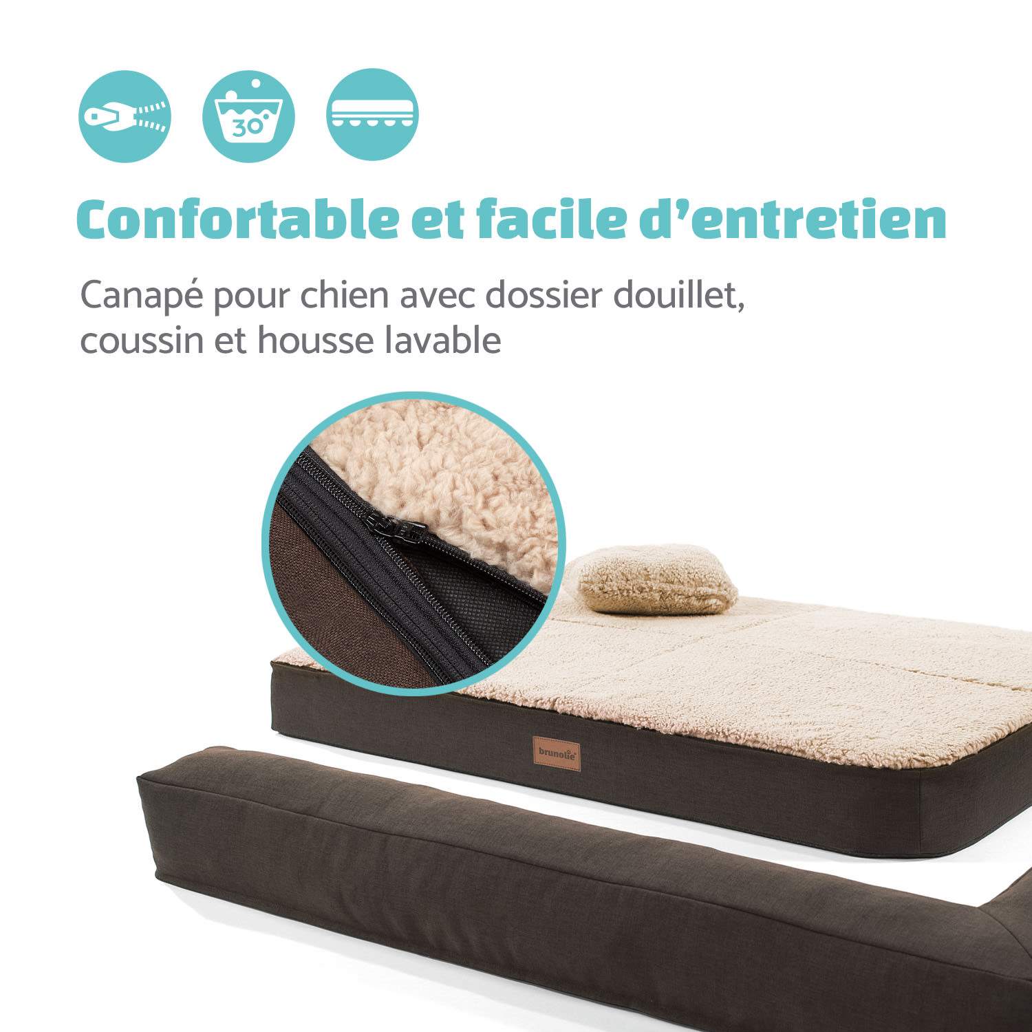 Odin lit pour chien matelas lavable orthopédique antidérapant respirant mousse à mémoire de forme taille  L (120 × 12 × 80 cm) L | Crème Vintage