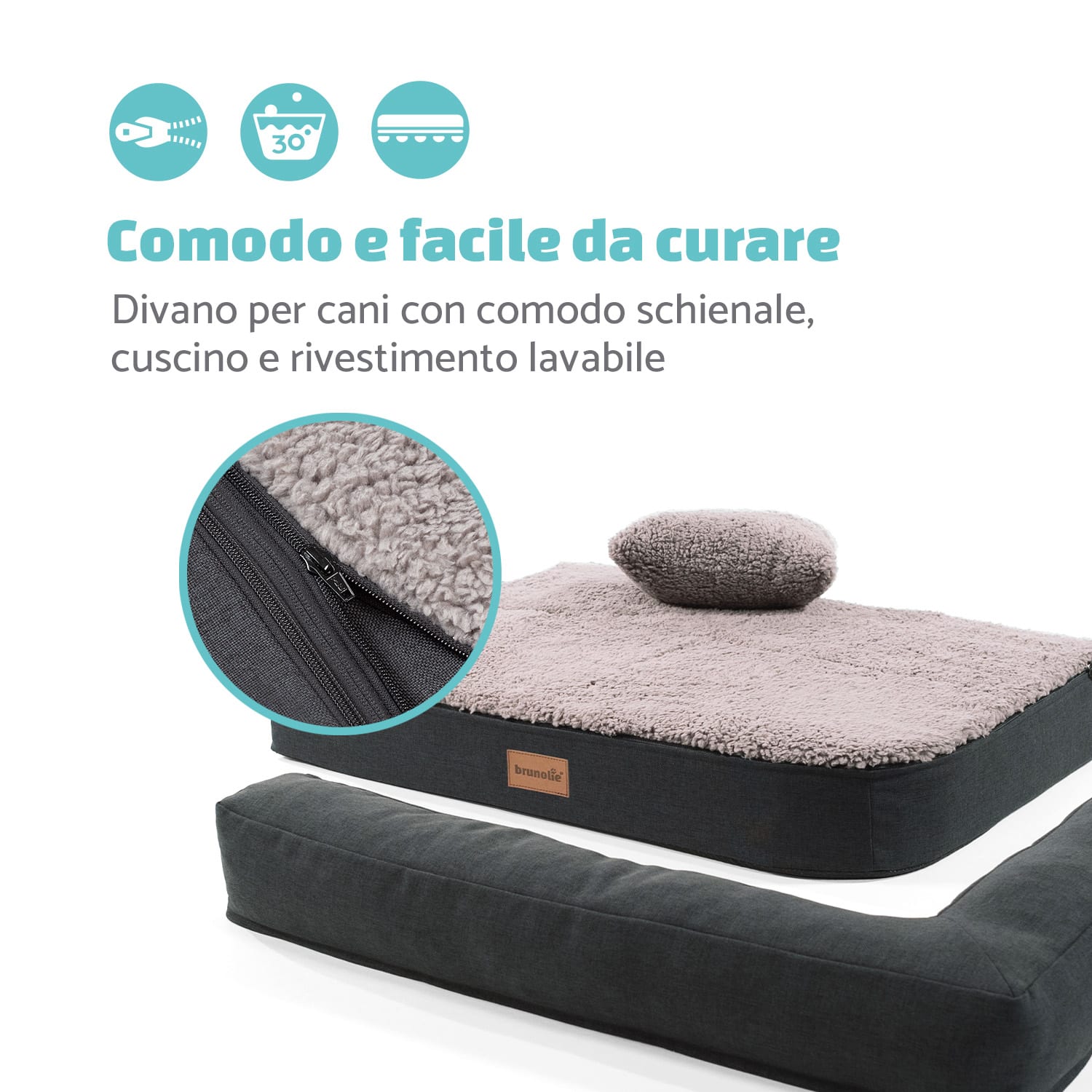 Odin, Lettino per Cani, Materassino per Cani | Lavabile | Ortopedico | Antiscivolo | Traspirante | Memory Foam | Taglia S (80x10x60 cm) S | Grigio medio