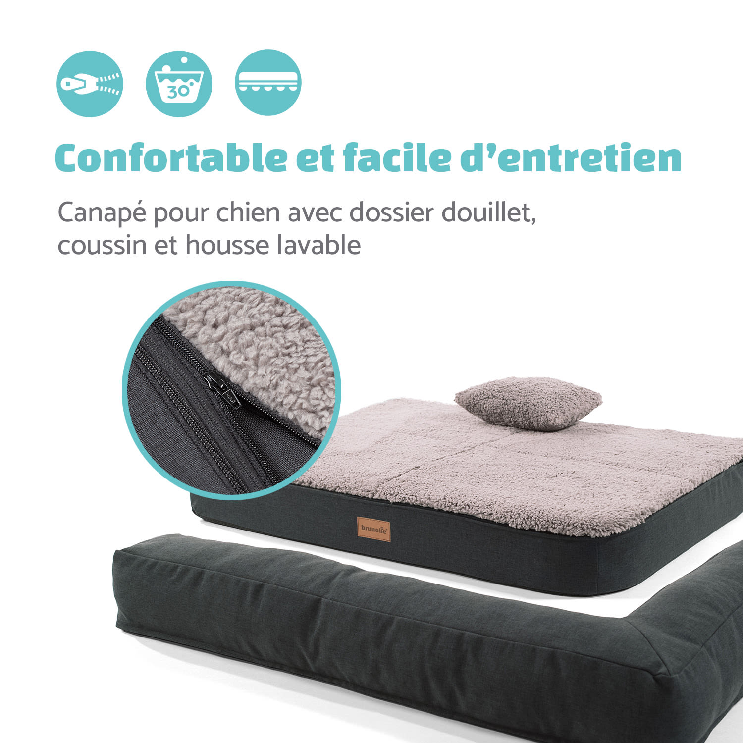Odin lit pour chien matelas lavable orthopédique antidérapant respirant mousse à mémoire de forme taille M (100 x 12 x 80 cm) M | Gris Moyen