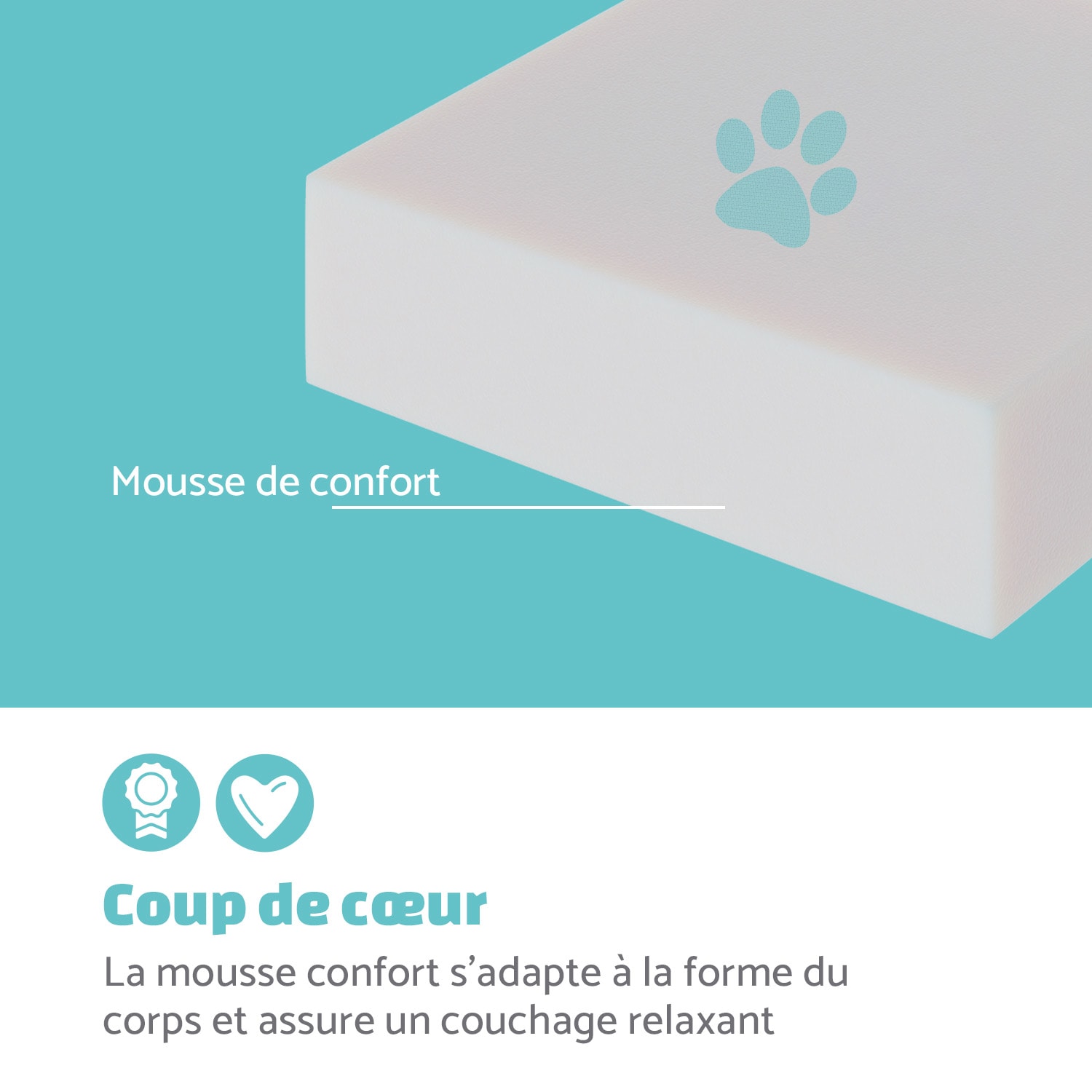 Emma lit pour chien panier lavable antidérapant respirant matelas réversible coussin Taille L (100 x 30 x 90 cm) L | Crème Vintage