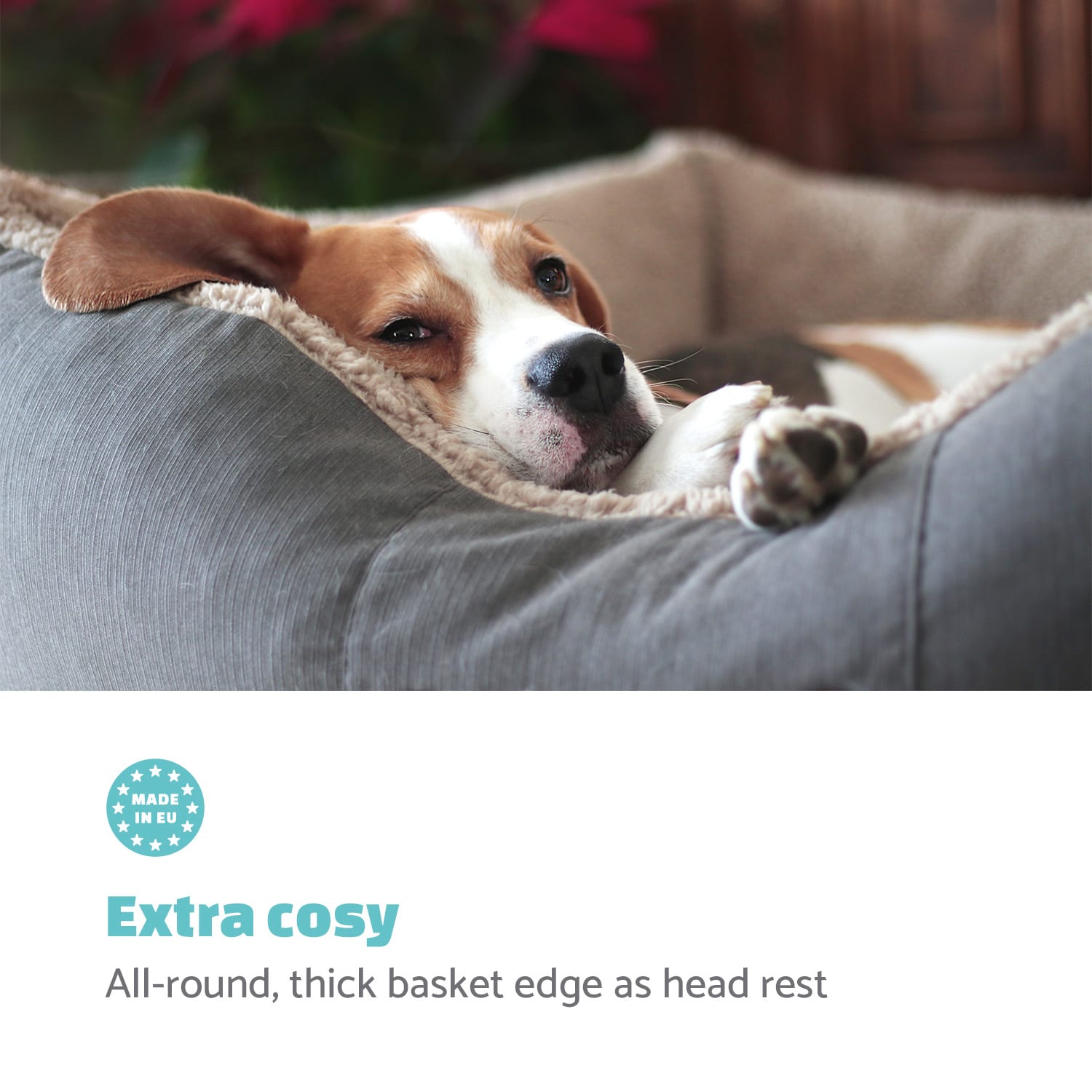 Emma, ​​așternut pentru câine, coș pentru câine, lavabil, antiderapant, țesătură respirabilă, saltea față-verso, pernă, dimensiunea L (100 × 30 × 90 cm) mare | Gri mediu