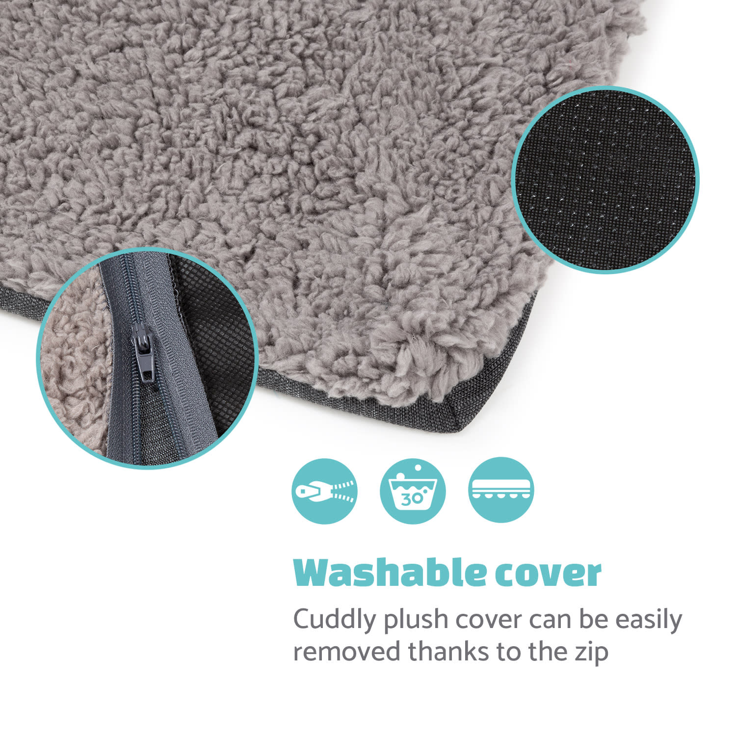 Emma, ​​așternut pentru câine, coș pentru câine, lavabil, antiderapant, țesătură respirabilă, saltea față-verso, pernă, dimensiunea L (100 × 30 × 90 cm) mare | Gri mediu