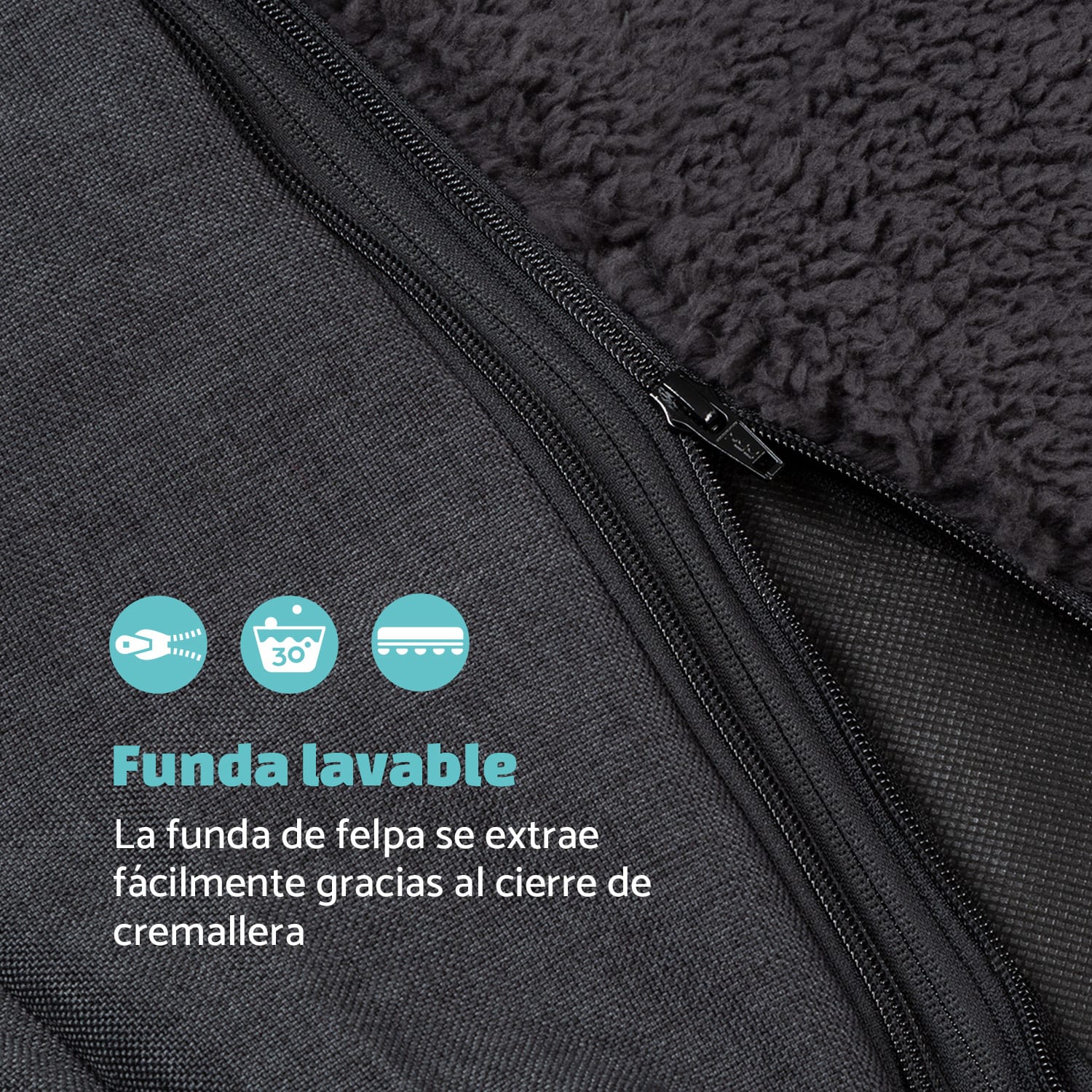 Odin Funda de recambio para la cama para perros | Lavable | Antideslizante | Transpirable | Tamaño M (100 x 12 x 80 cm) M | Antracita