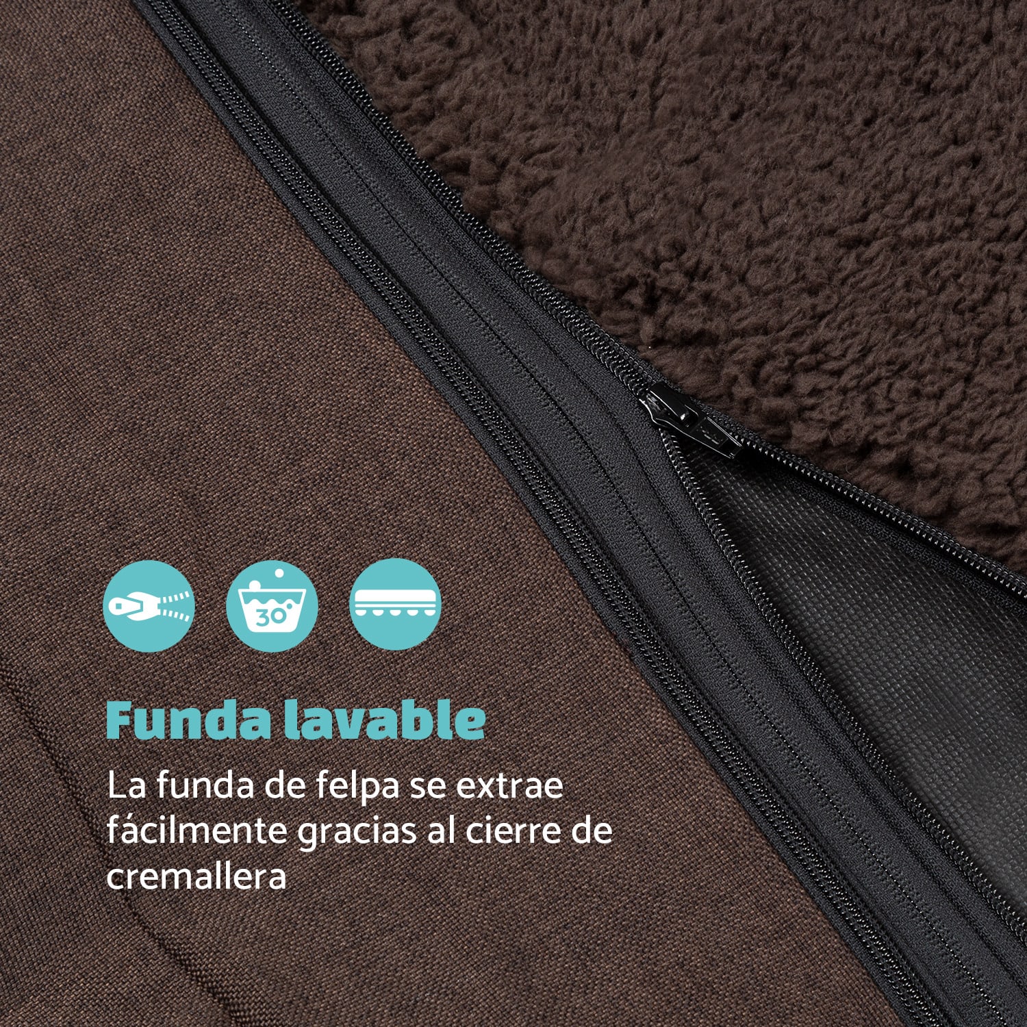 Odin Funda de recambio para la cama para perros | Lavable | Antideslizante | Transpirable | Tamaño L (120 x 12 x 80 cm) L | Marrón Tierra
