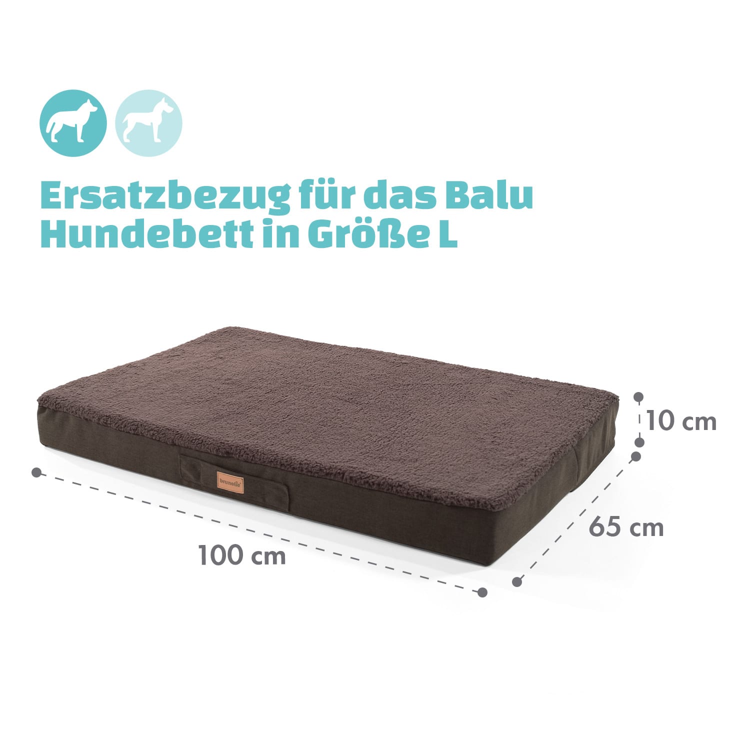 Balu L Hundebett Ersatzbezug waschbar rutschfest atmungsaktiv Größe L L | Erdbraun