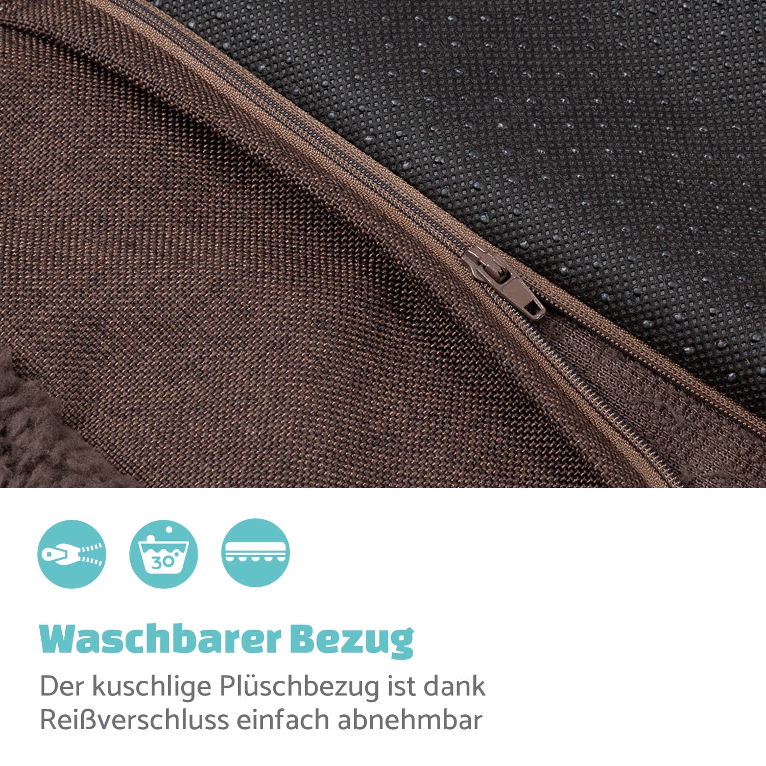 Balu Hundebett Ersatzbezug waschbar rutschfest atmungsaktiv Größe XL XL | Erdbraun