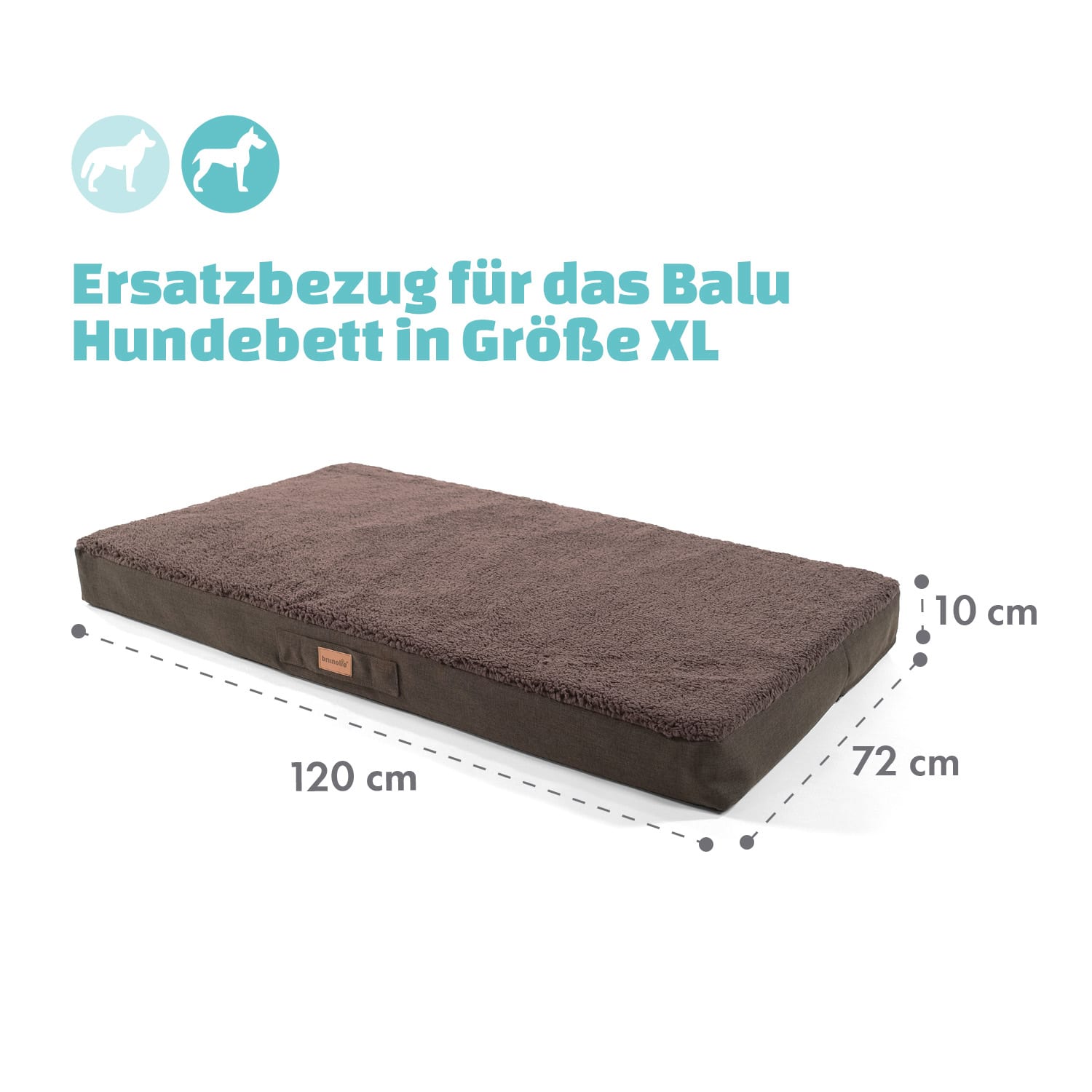 Balu Hundebett Ersatzbezug waschbar rutschfest atmungsaktiv Größe XL XL | Erdbraun