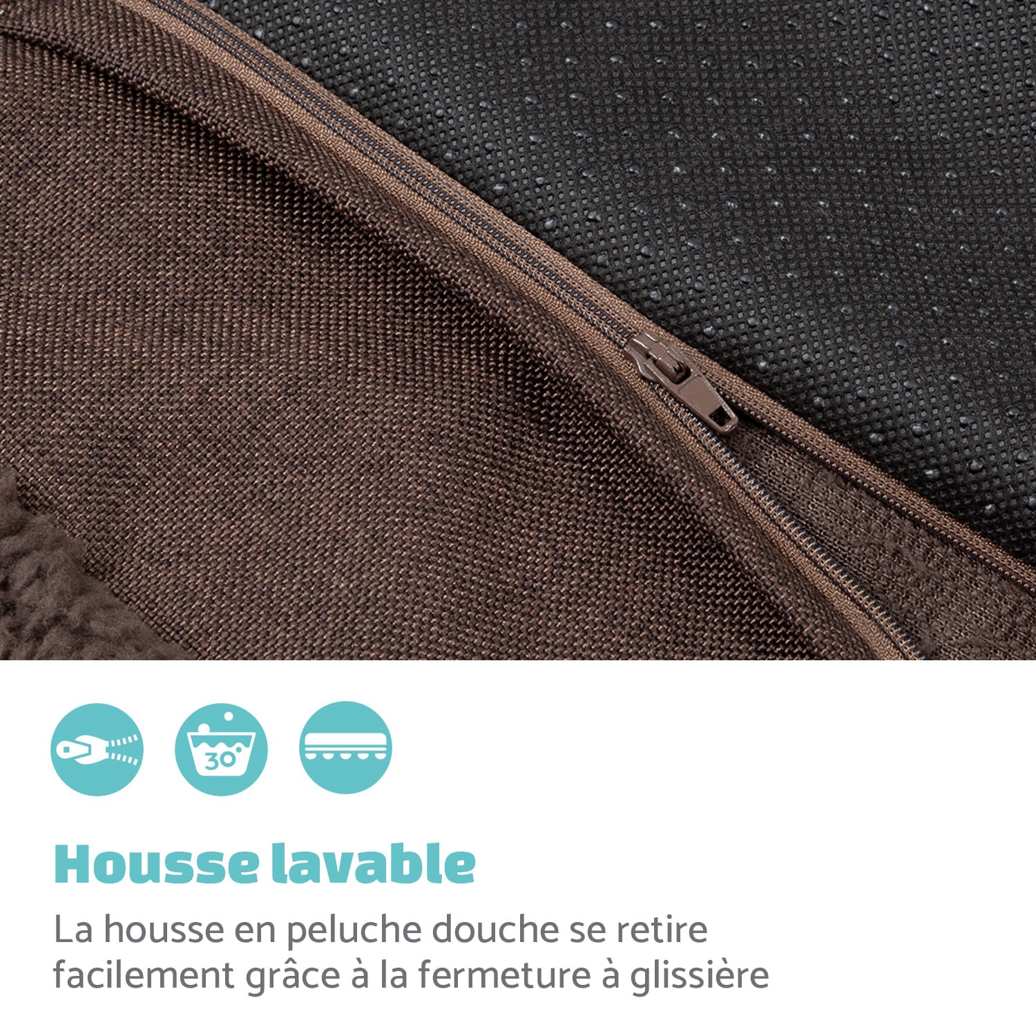 Balu XL housse de rechange pour lit de chien lavable antidérapante respirante taille XL (120 x 10 x 72 cm) XL | Brun Terre