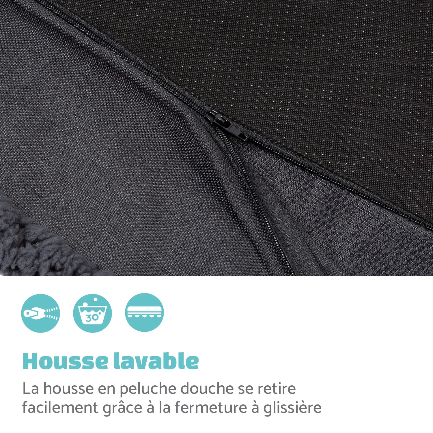 Balu XL housse de rechange pour lit de chien lavable antidérapante respirante taille L (100 x 10 x 65 cm) L | Gris Foncé
