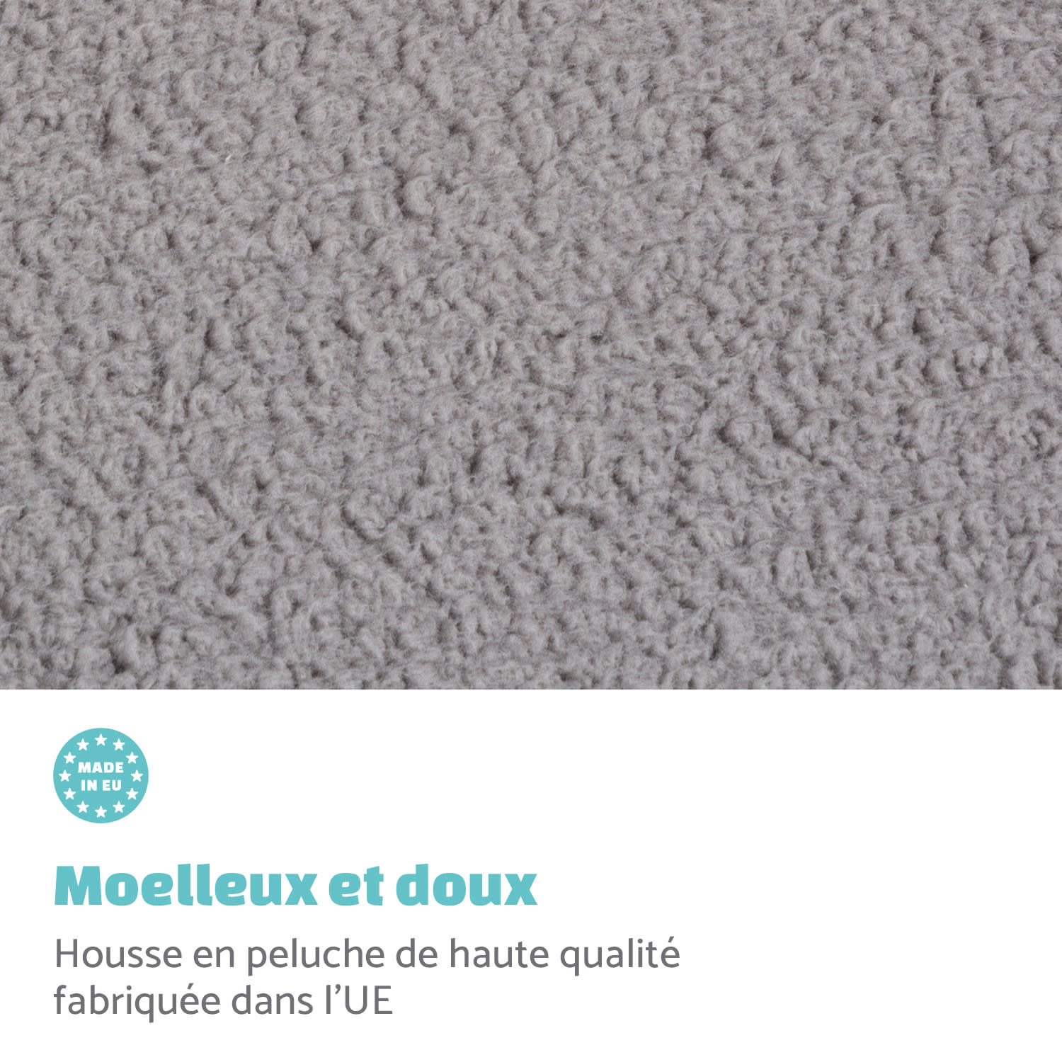Balu L housse de rechange pour lit de chien lavable antidérapante respirante Taille L (100 x 10 x 65 cm) L | Gris Moyen
