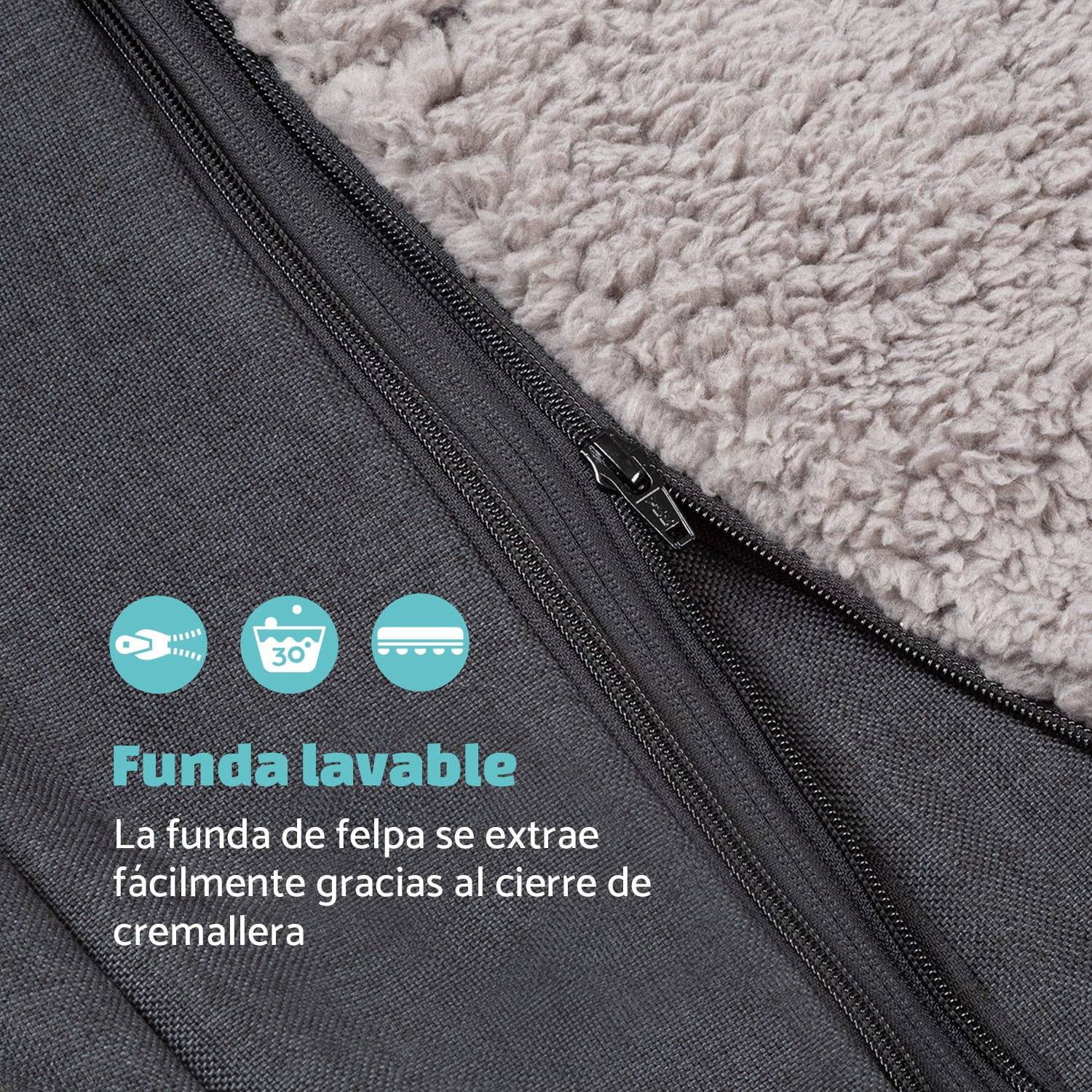 Odin Funda de recambio para la cama para perros | Lavable | Antideslizante | Transpirable | Tamaño L (120 x 12 x 80 cm) L | Gris Medio