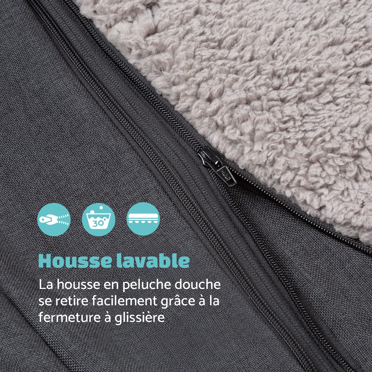 Odin lit pour chien housse de rechange lavable antidérapante respirante taille L (120 x 12 x 80 cm) L | Gris Moyen