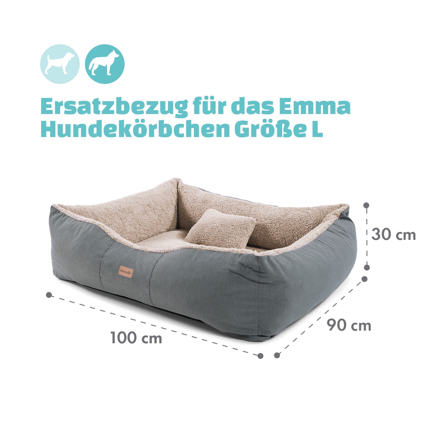Emma Hundebett Ersatzbezug waschbar rutschfest atmungsaktiv Größe L L | Vintage-Creme