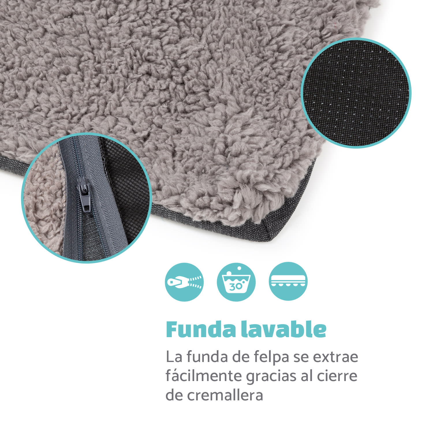 Emma Funda de recambio para la cama para perros | Lavable | Antideslizante | Transpirable | Tamaño M (80 x 20 x 70 cm) 